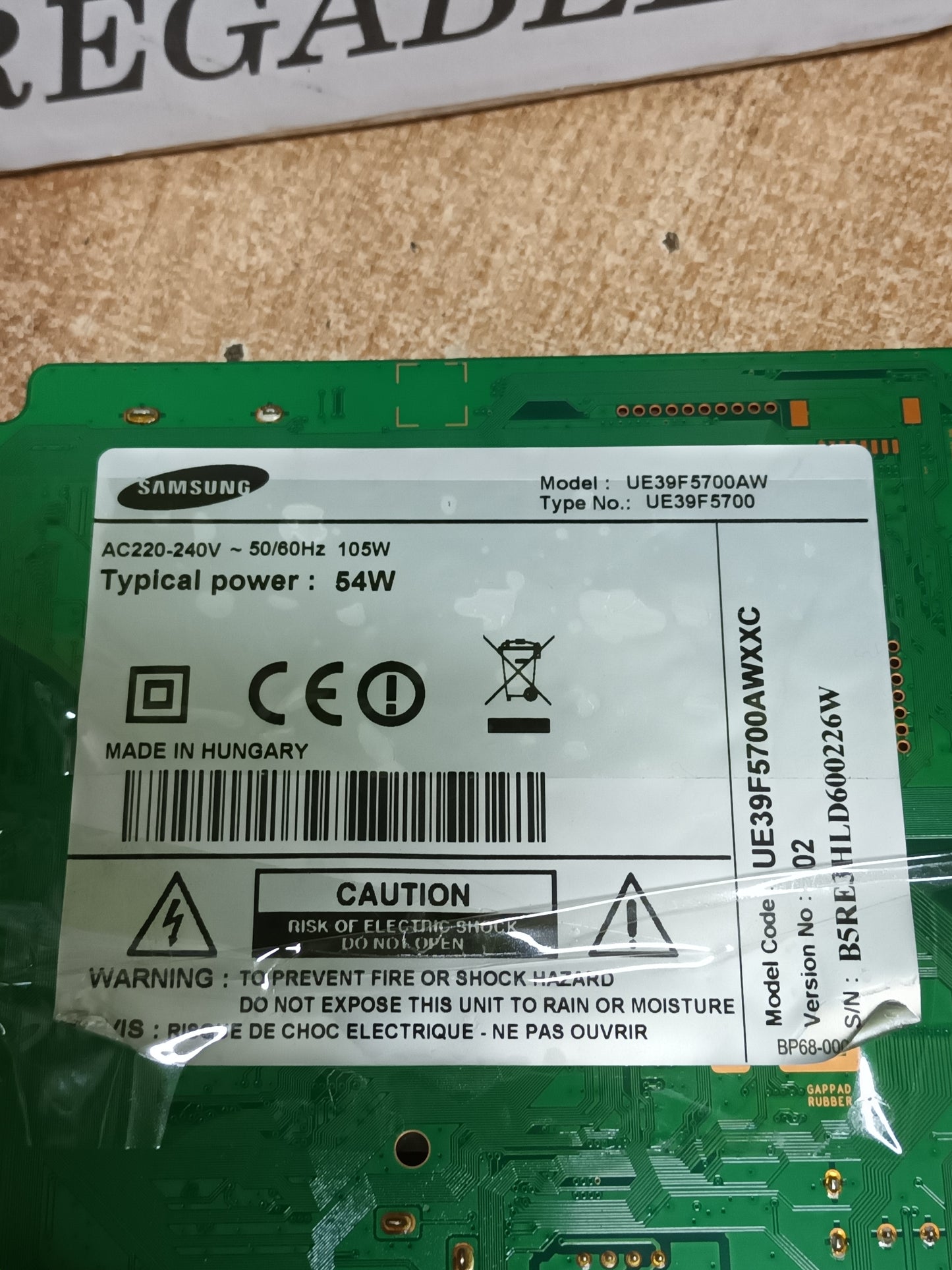 BN94-05563X, de SAMSUNG UE39F5700,
