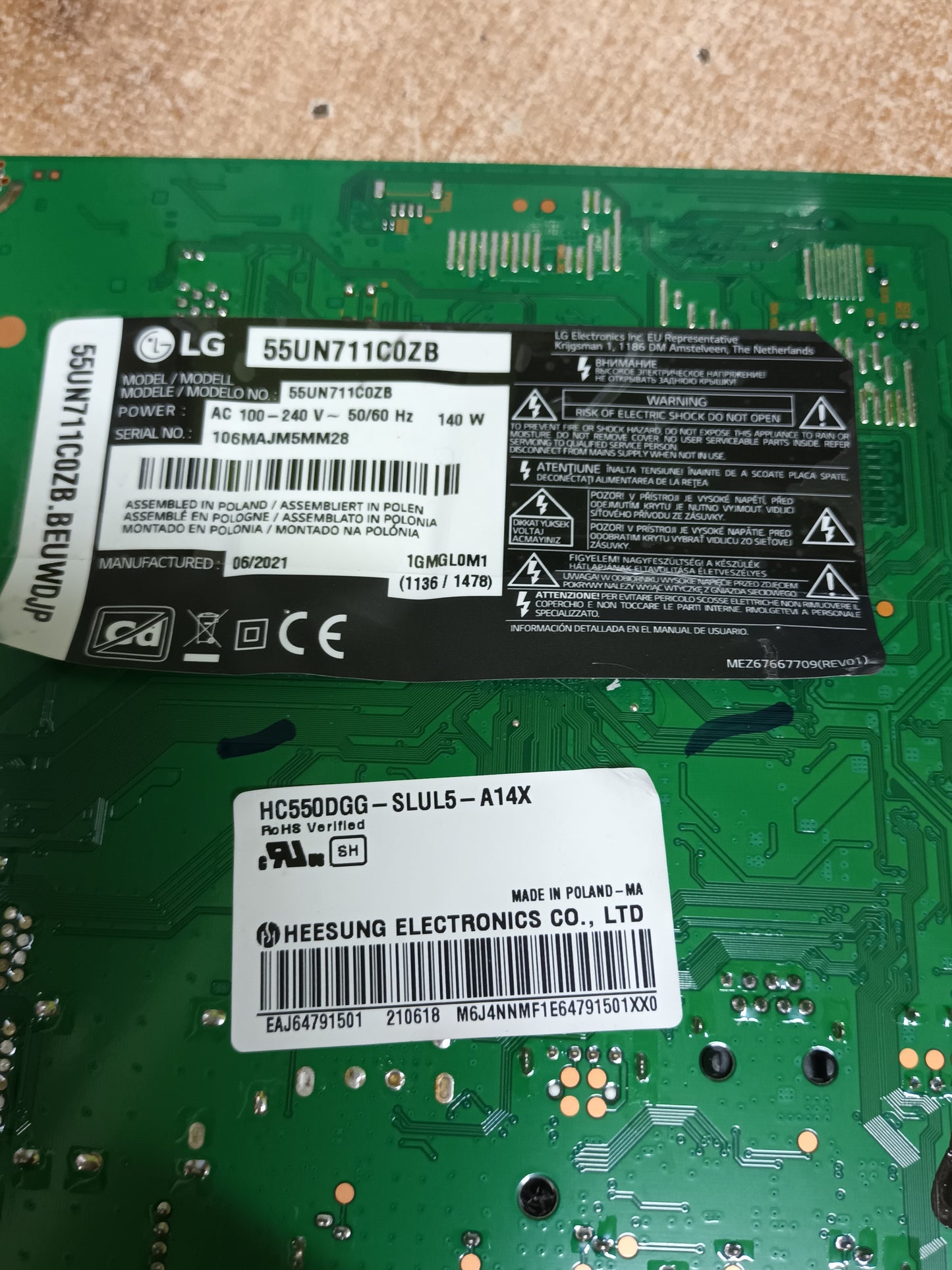 PLACA MAIN, EAX69083603(1.0), de TV LG55UN711C0ZB,