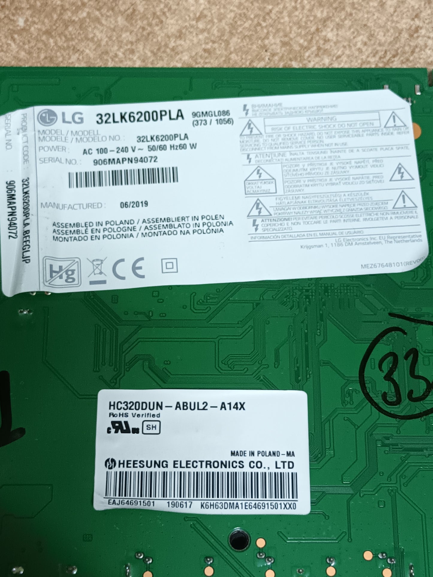 PLACA MAIN, EAX67703503(1.1), de TV LG32LK6200PLA,