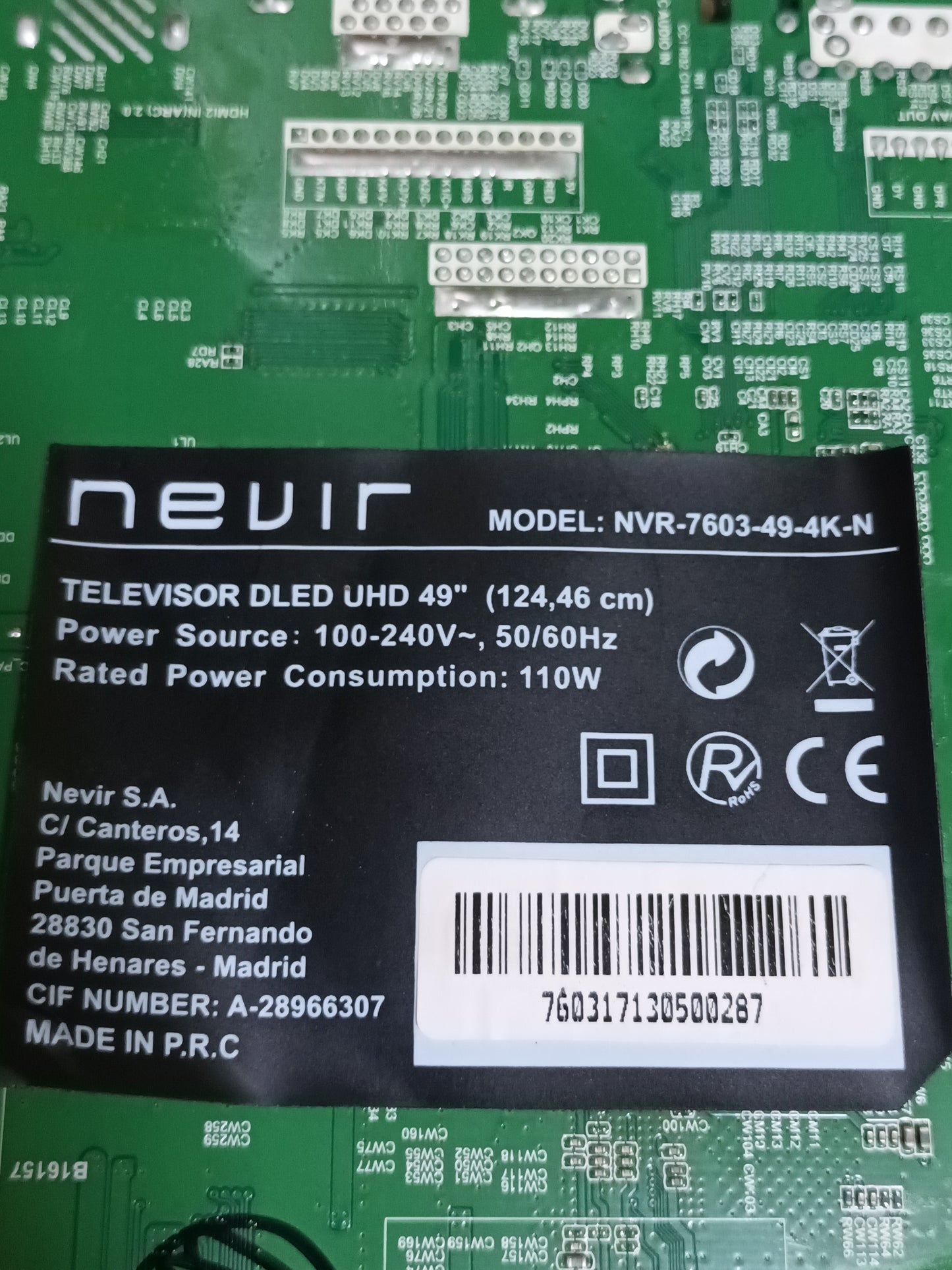 SOPORTE DE TV, NEVIR NVR-7603-49-4K-N, (P-147)