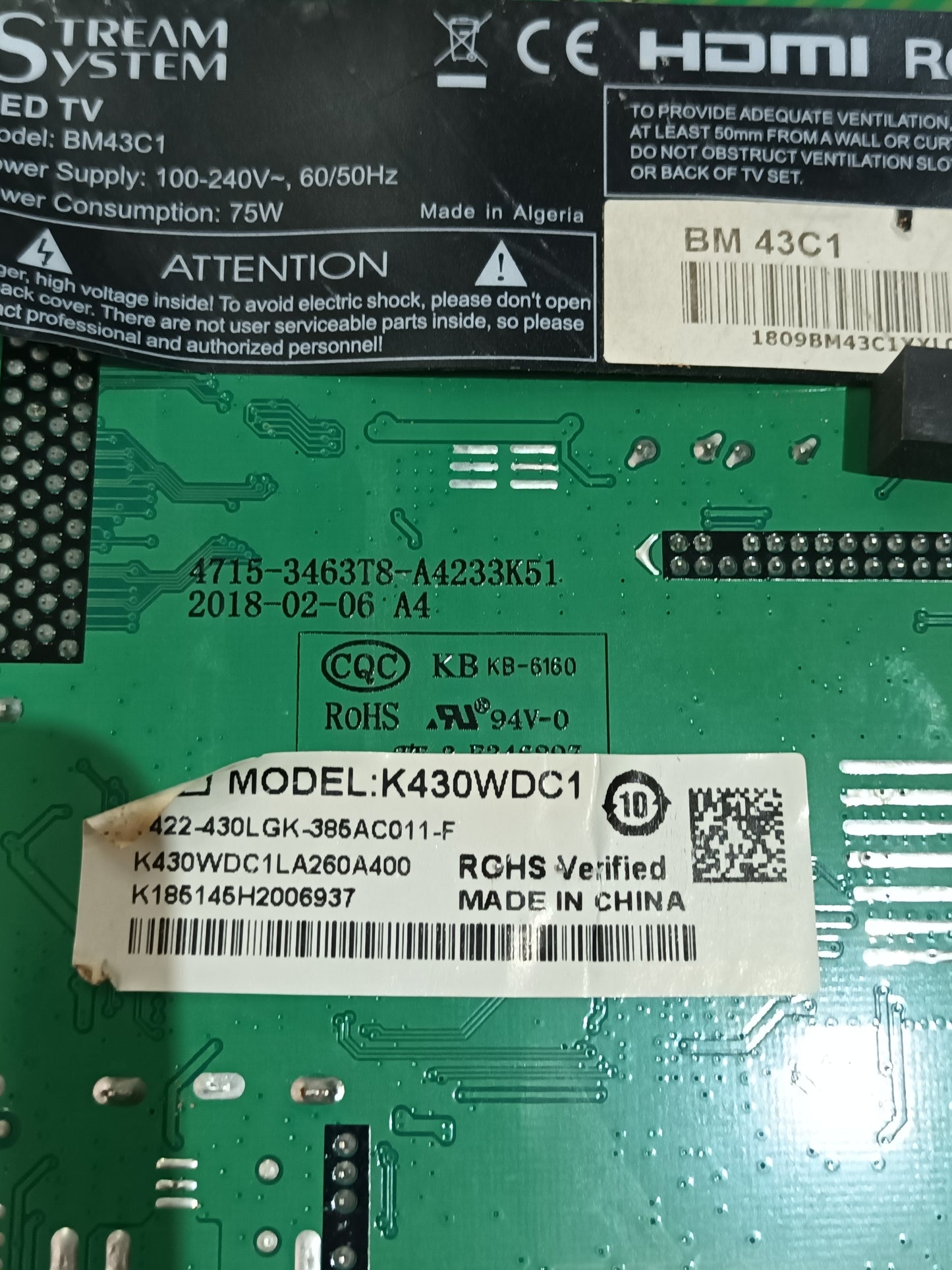 PLACA MAIN, MSD3463-T8C1 , de tv STREAM SYSTEM BM43C1