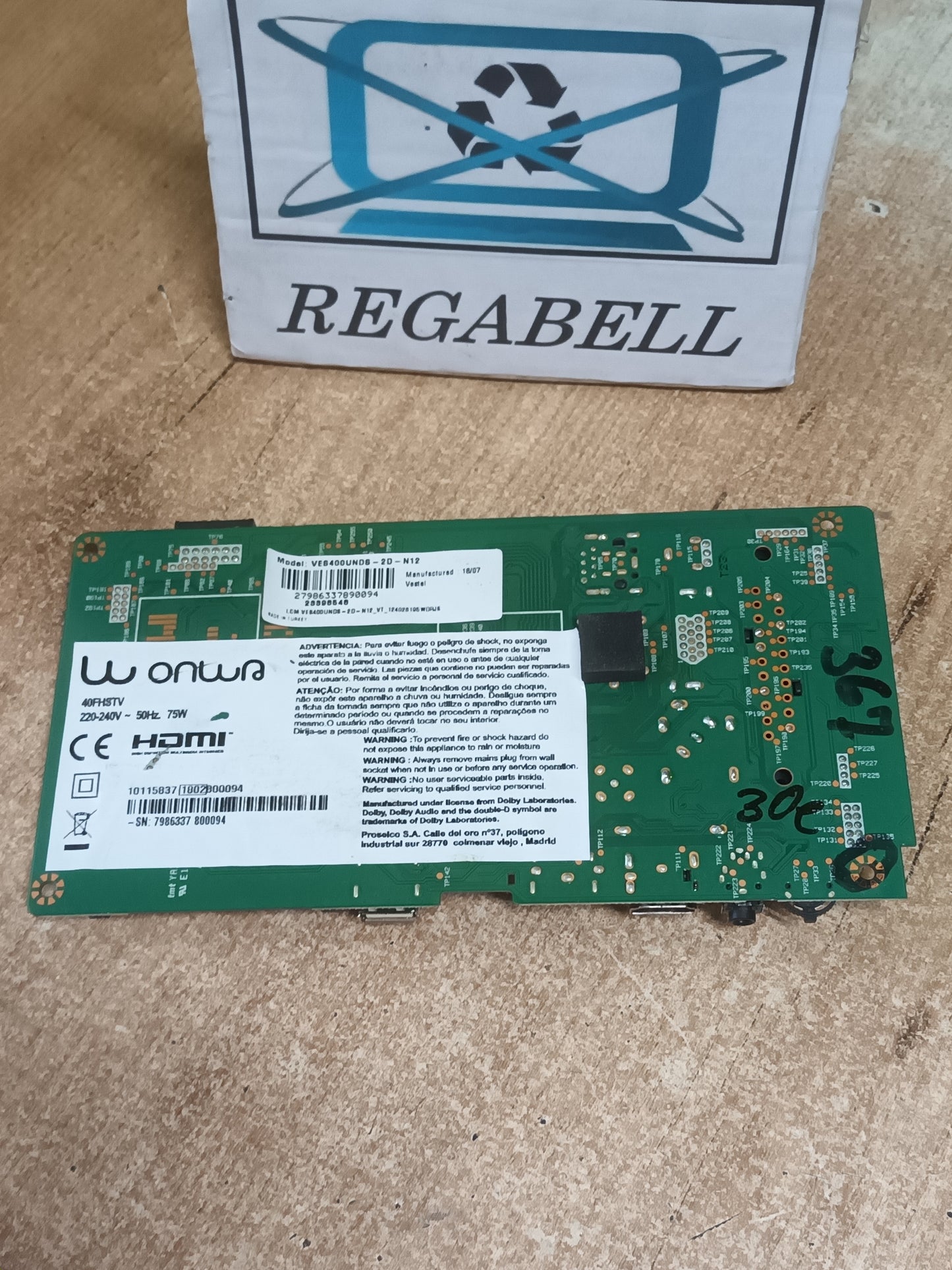 PLACA MAIN, 17MB211S, desmontada de TV WONWA 40FHSTV,
