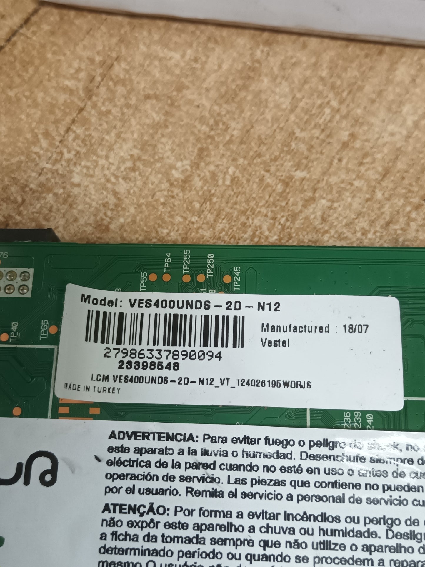 PLACA MAIN, 17MB211S, desmontada de TV WONWA 40FHSTV,
