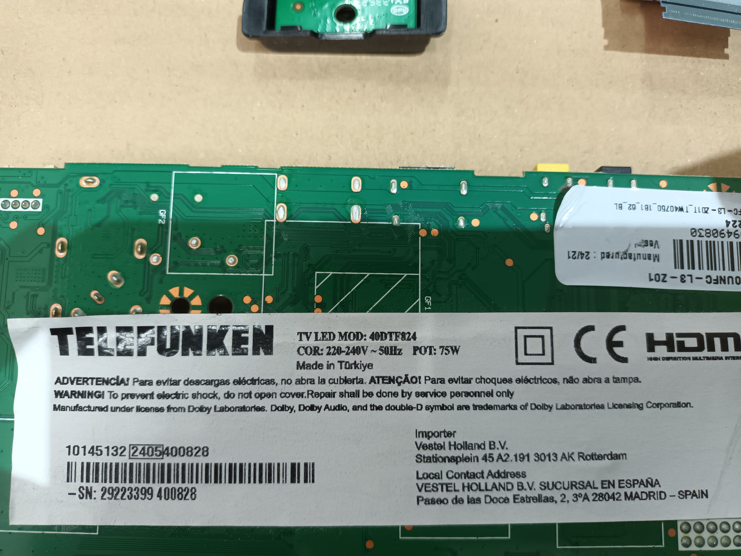 TELEFUNKEN 40DTF824, componentes de tv, (ref-2)