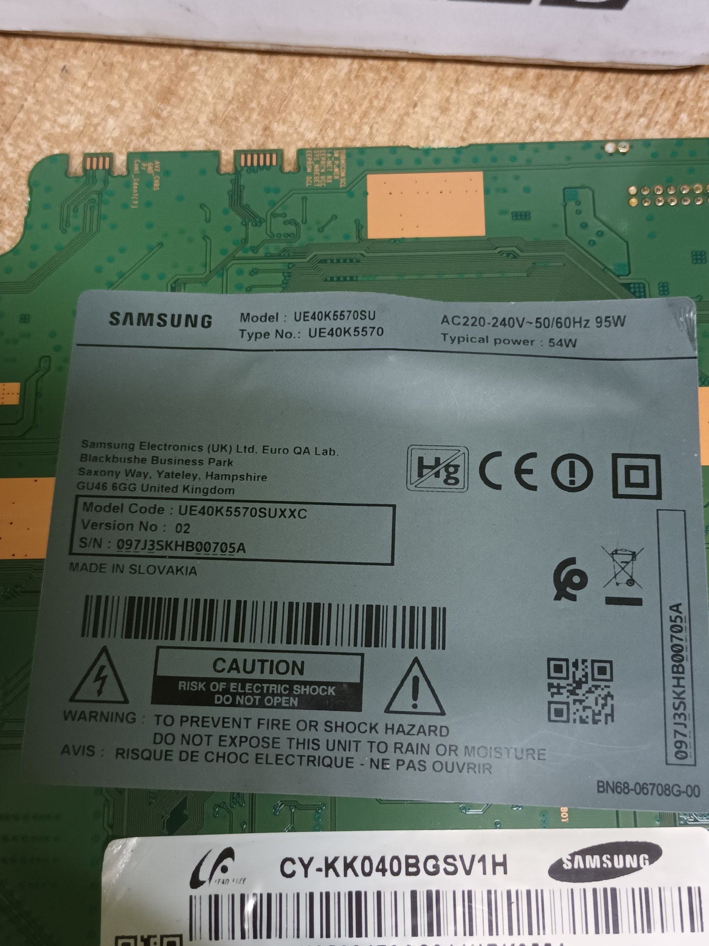 BN94-11366B, de SAMSUNG UE40K5570SU