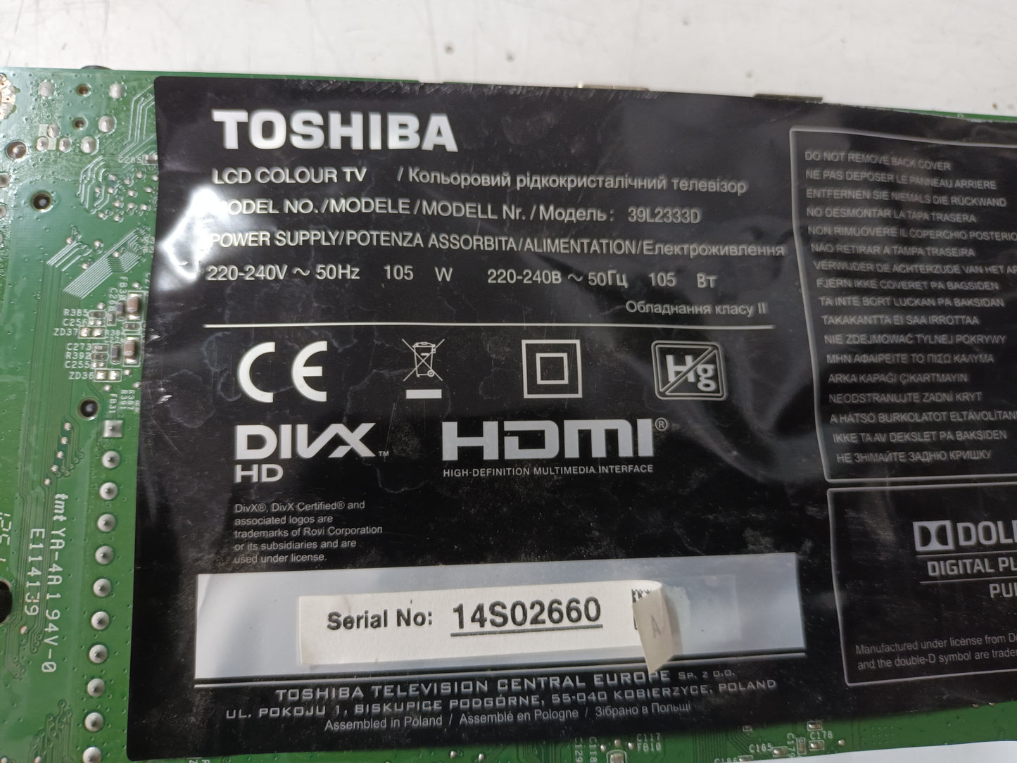 TOSHIBA 39L2333D, componentes, (ref-18)