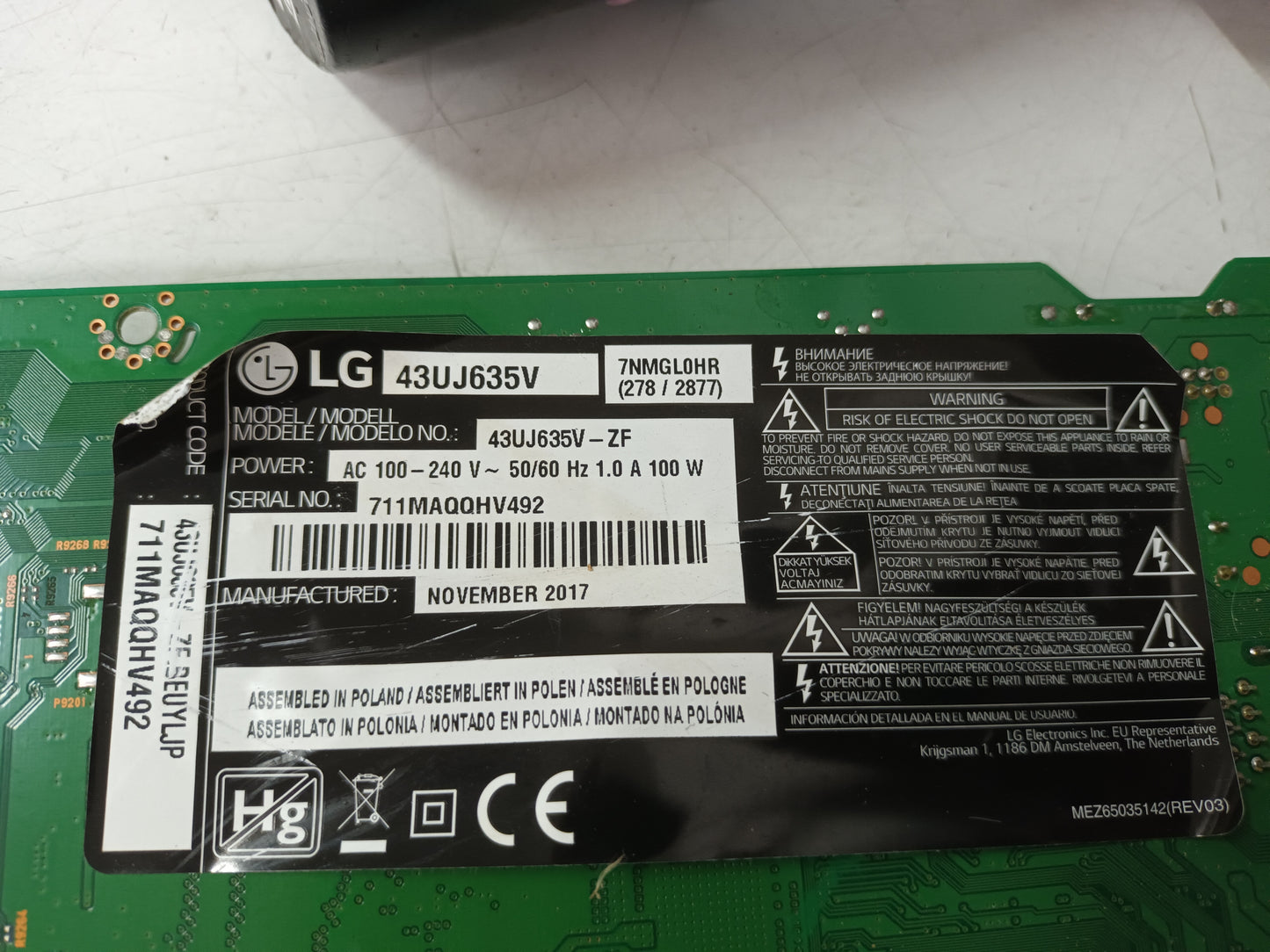 LG43UJ635V, componentes de tv, (ref-19)