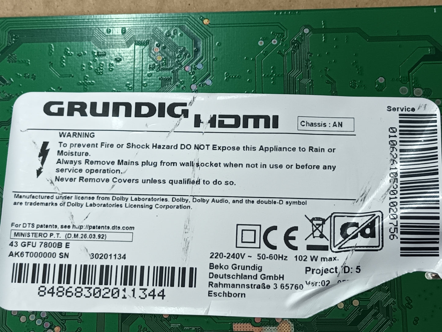 KIT 3 tiras de retroiluminación de GRUNDIG 43GFU7800BE