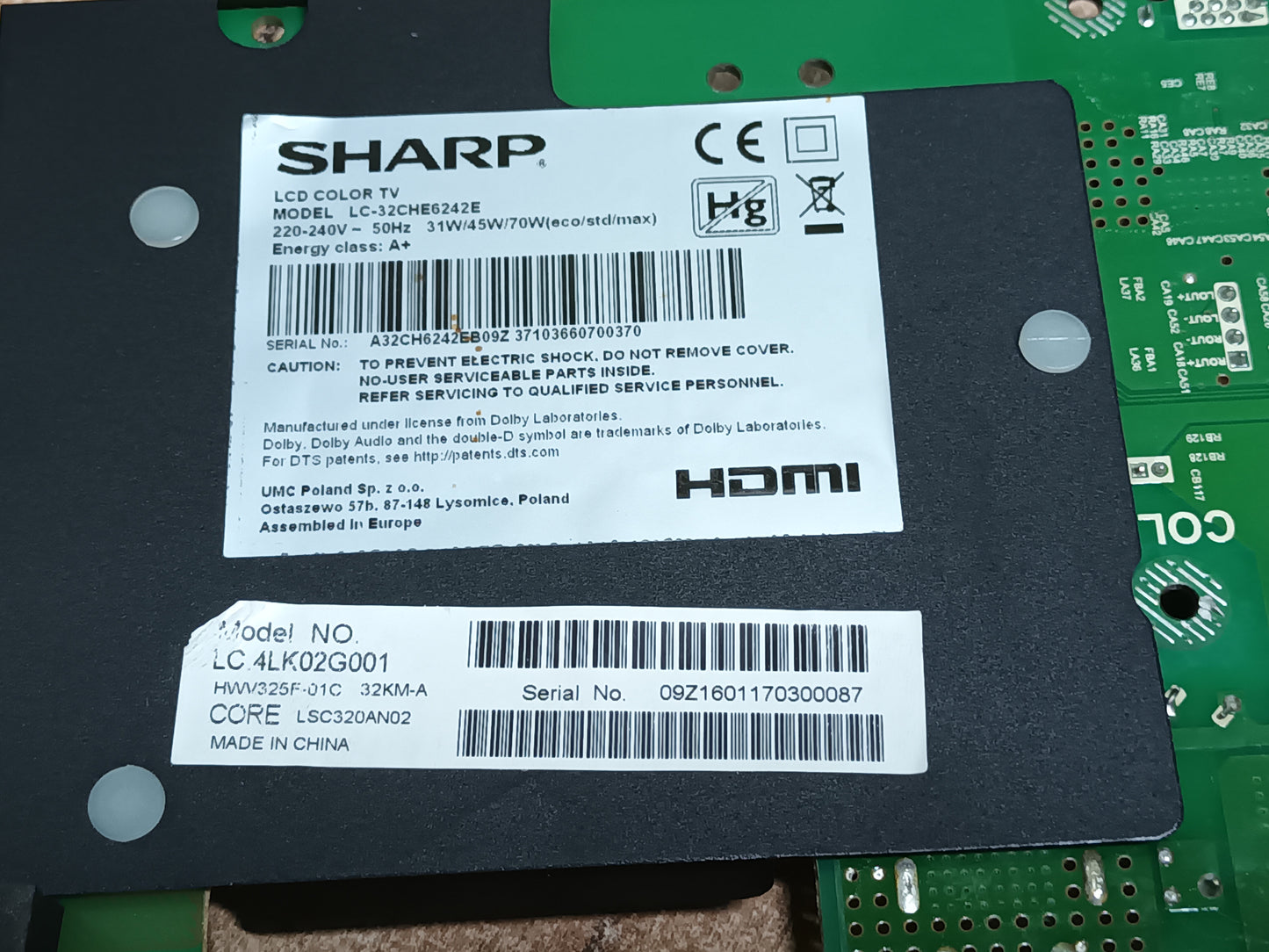 TP.MS6308.PB711, de SHARP LC-32CHE6242E