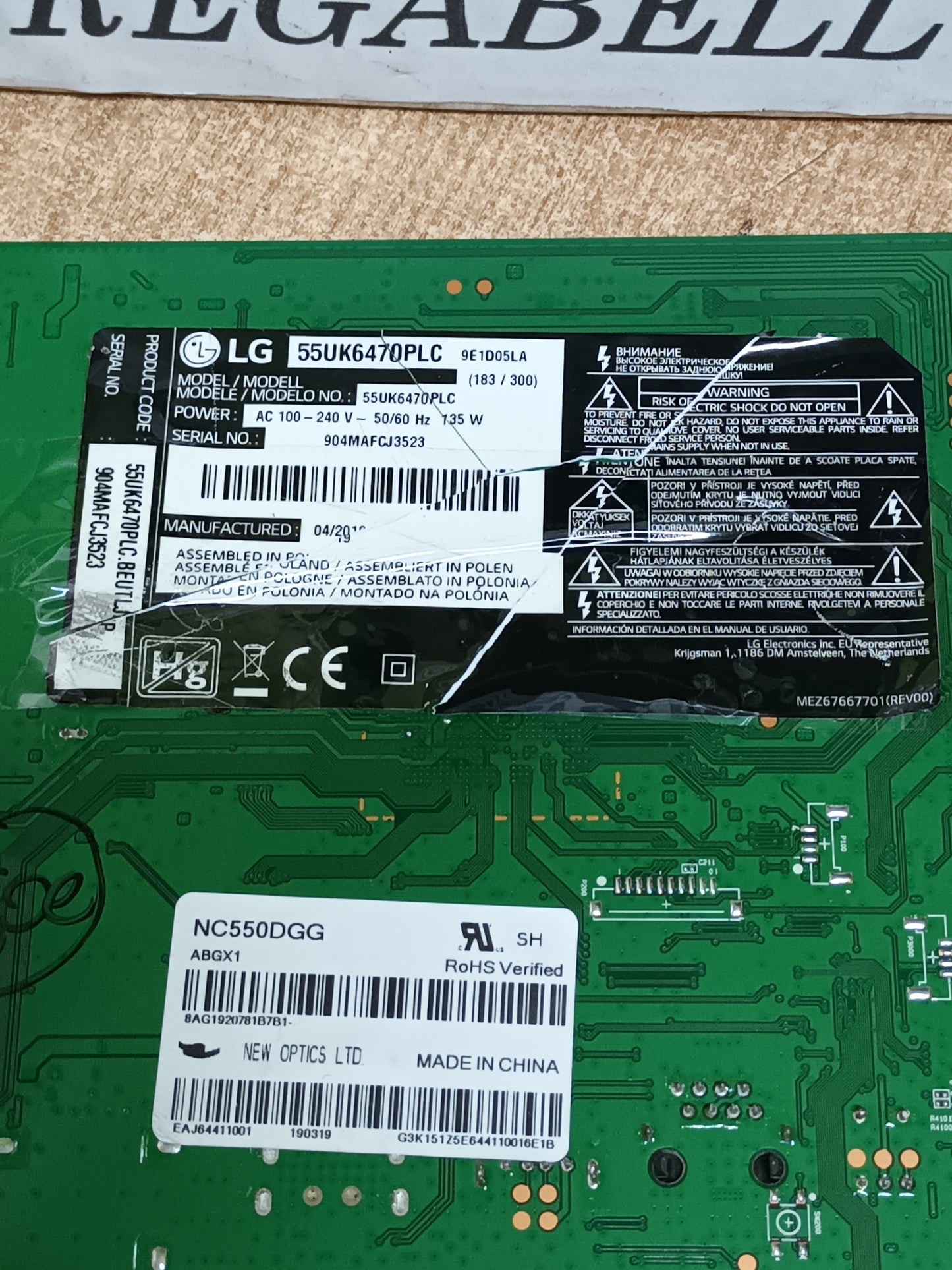 Placa main, EAX67872805(1.1), de tv LG55UK6470PLC