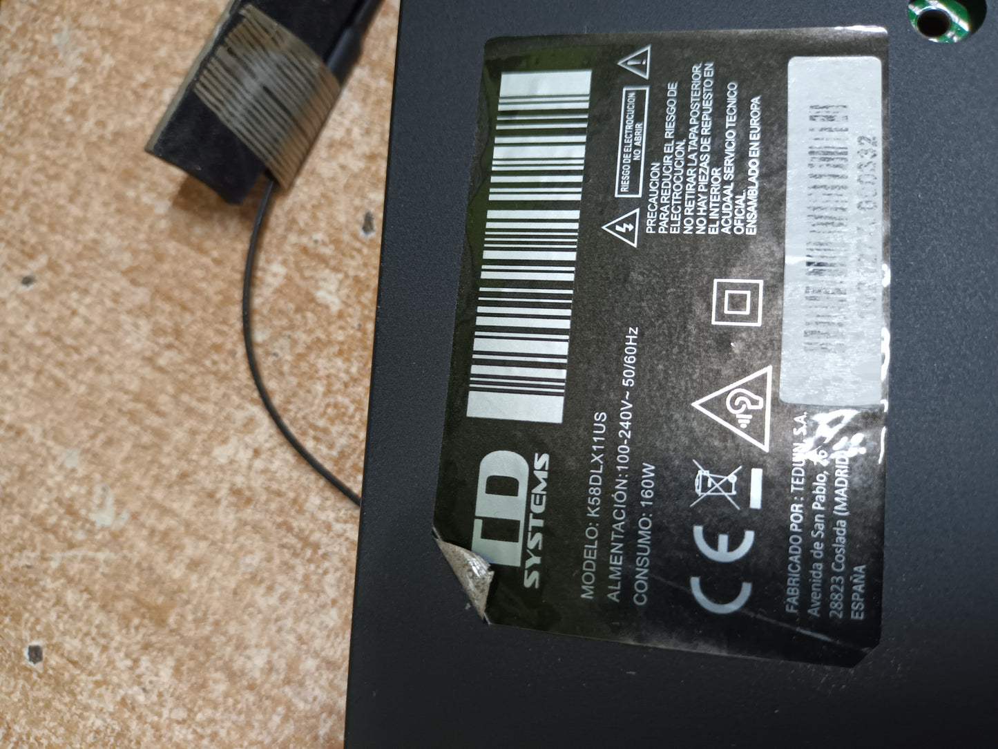 PLACA T-COM, DCBD-MX280B_01, de TV TD SYSTEMS K58DLX11US,
