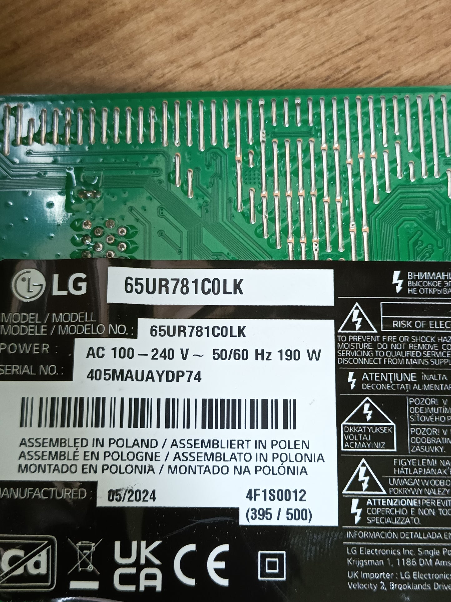 EAY65895568, de TV LG65UR781COLK , NUEVA SIN USAR,