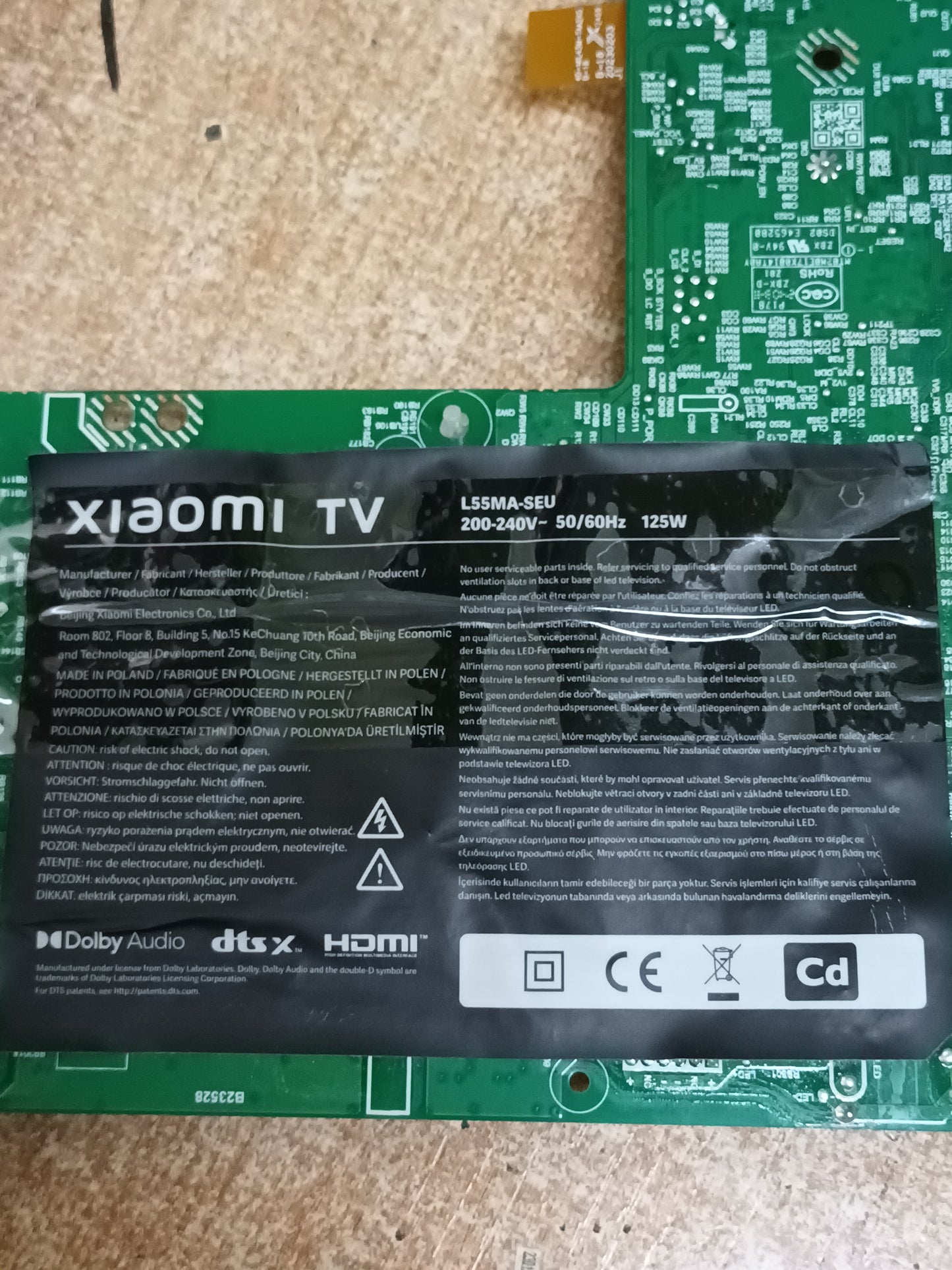PLACA MAIN, TPD.MT9612.PC795 (T), de TV XIAOMI TV L55MA-SEU