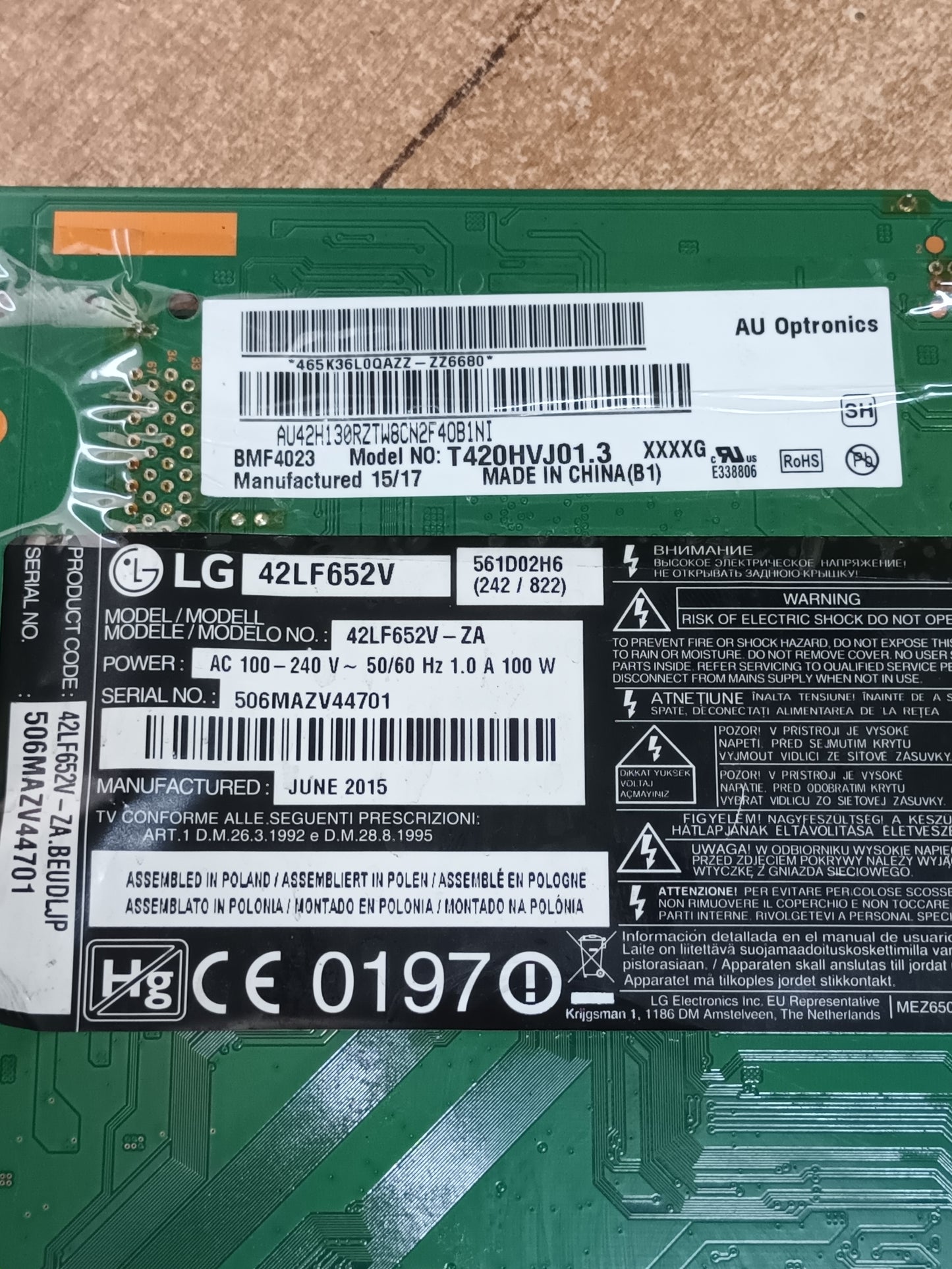 PLACA T-COM, T500HVN08.7, de TV LG42LF652V