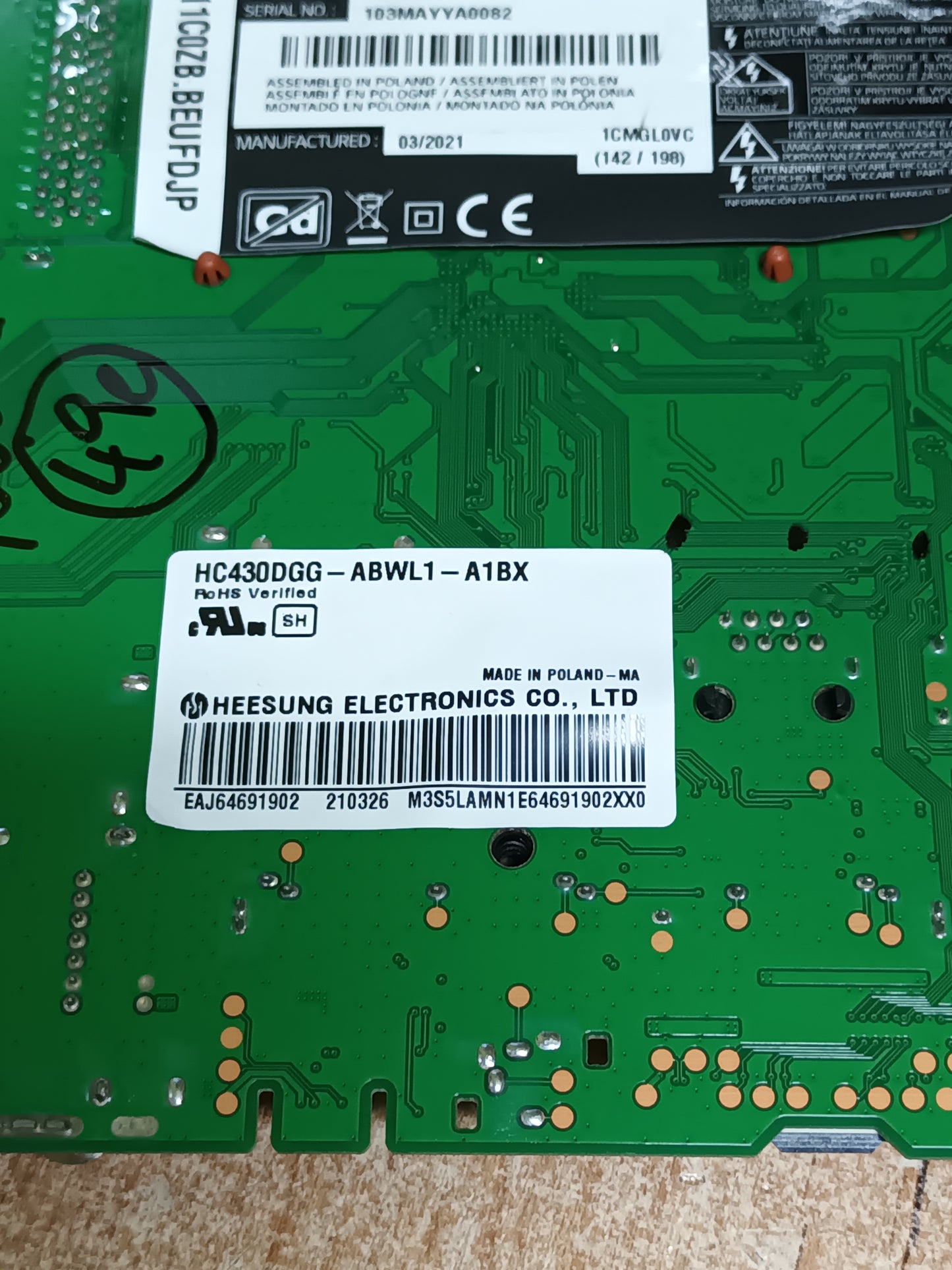 PLACA MAIN, EAX69083603(1.0), EBT66481403, de TV LG43UN711C0ZB, NUEVA SIN USAR