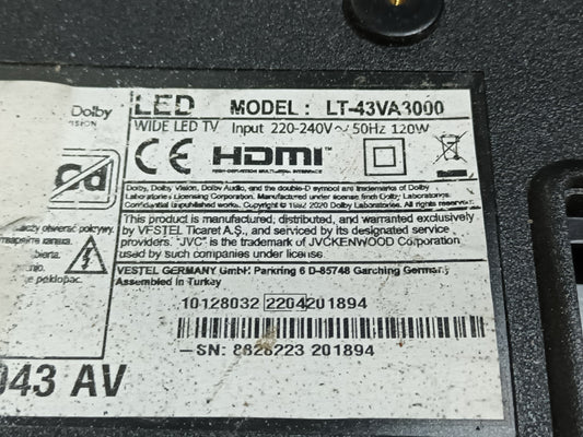 PLACA T-COM, B002HW701, desmontada de televisión JVC LT43VA3000,
