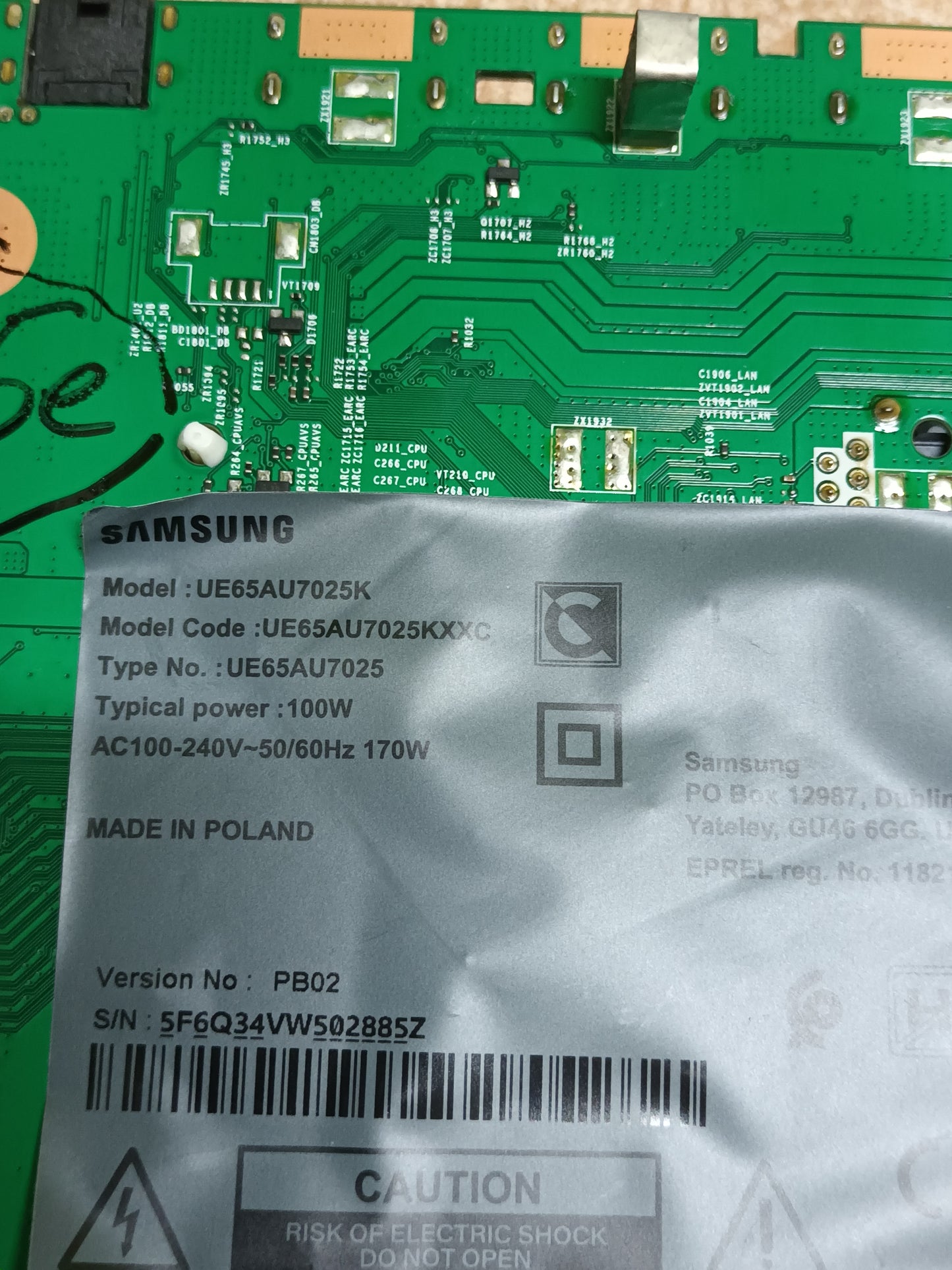 PLACA MAIN BN96-65002E, de tv SAMSUNG UE65AU7025K,