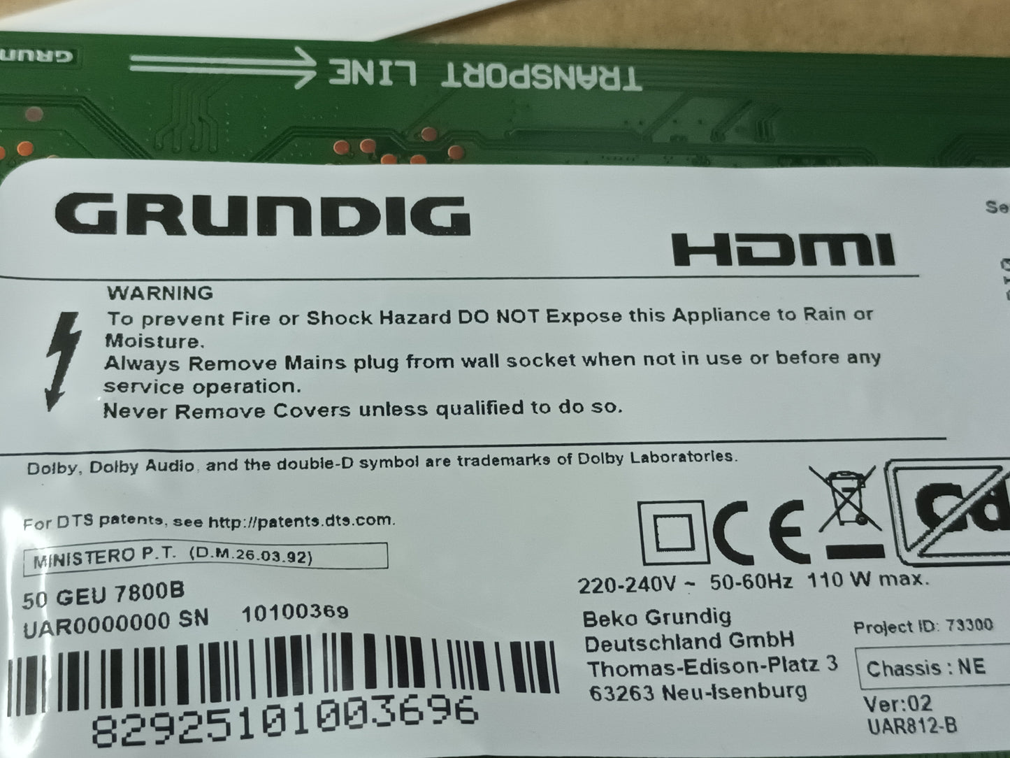 KIT 3 tiras de retroiluminación de GRUNDIG GEU7800B