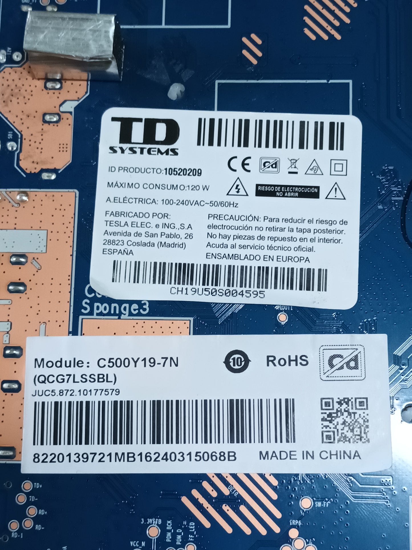 PLACA T-COM, TC-U-A-0063, de TV TD SYSTEMS 10520209,
