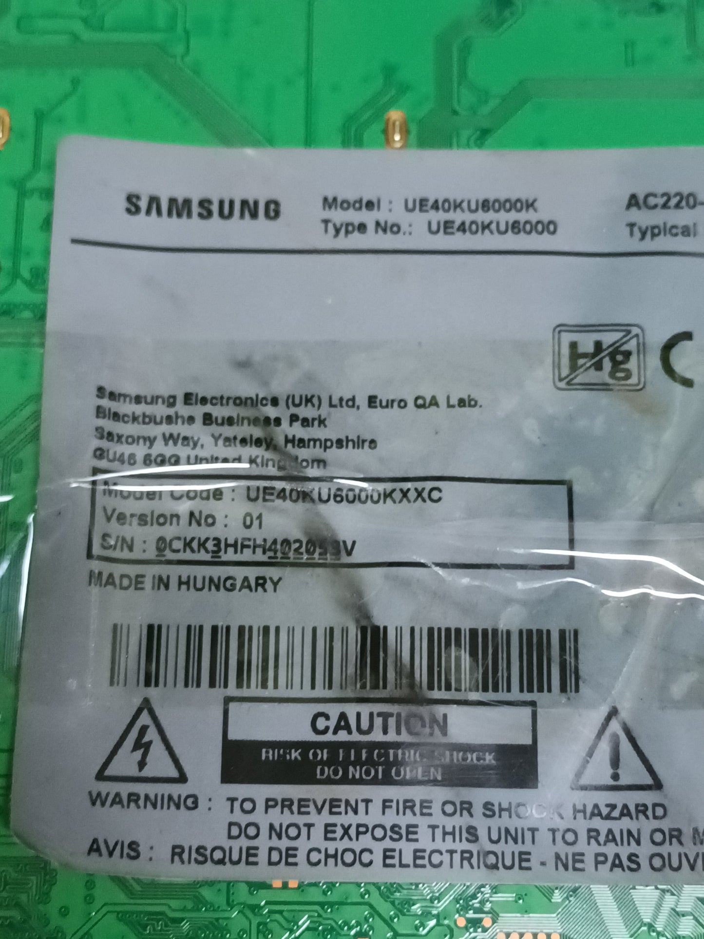 BN94-10798C, de SAMSUNG UE40KU6000K