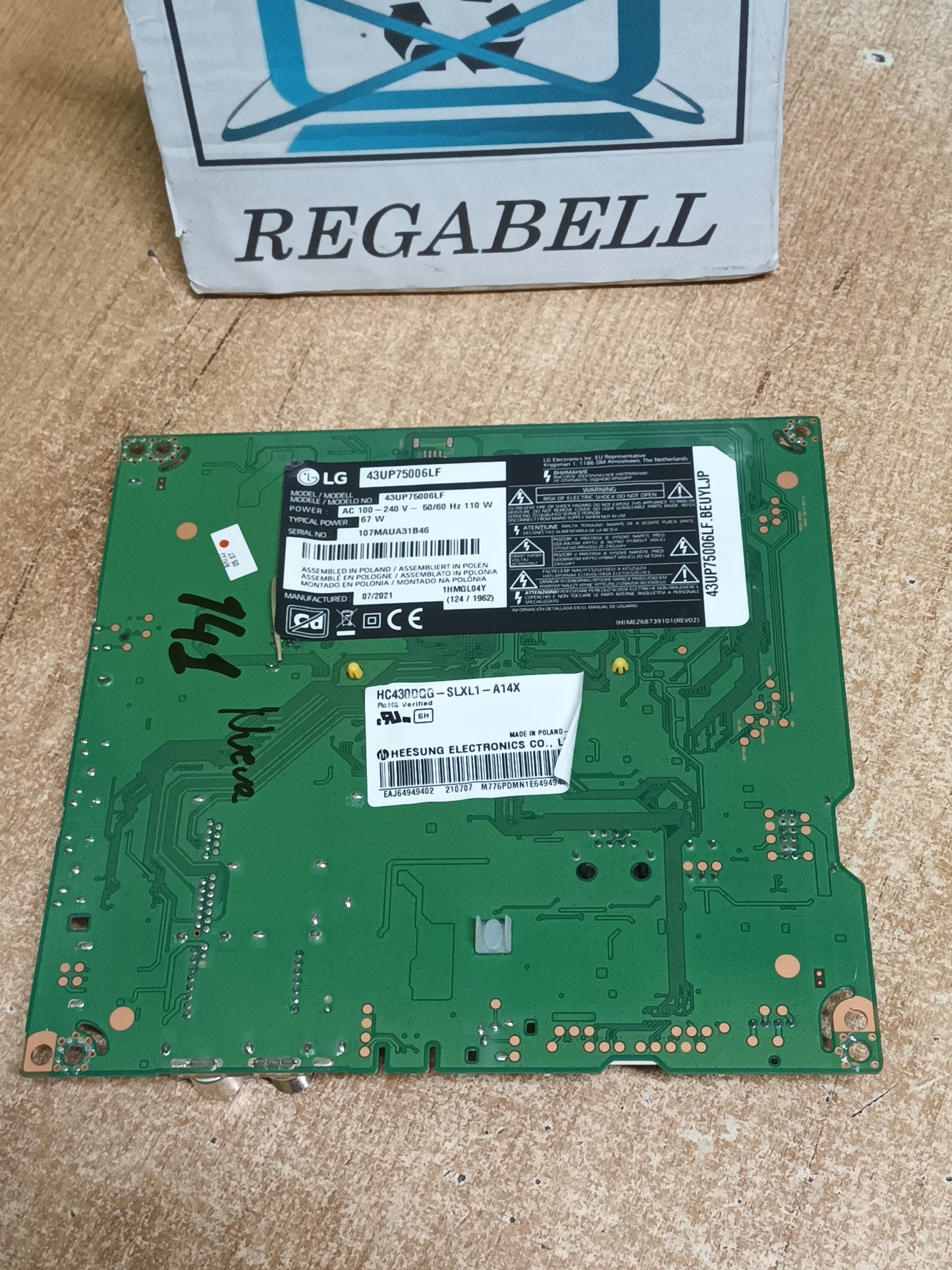 Placa main, EAX69532504(1.0), EBT66781803, DE TV LG43UP75006LF, NUEVA SIN USAR,