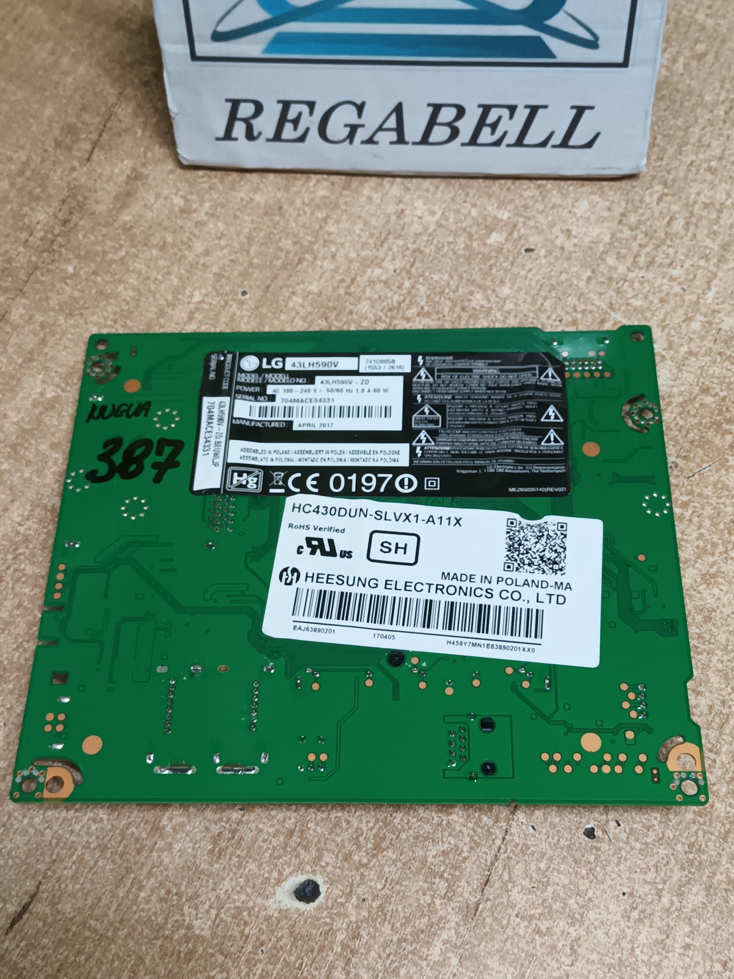 PLACA MAIN, EAX66873003(1.0), EBT64304726, de TV LG43LH590V, NUEVA SIN USAR