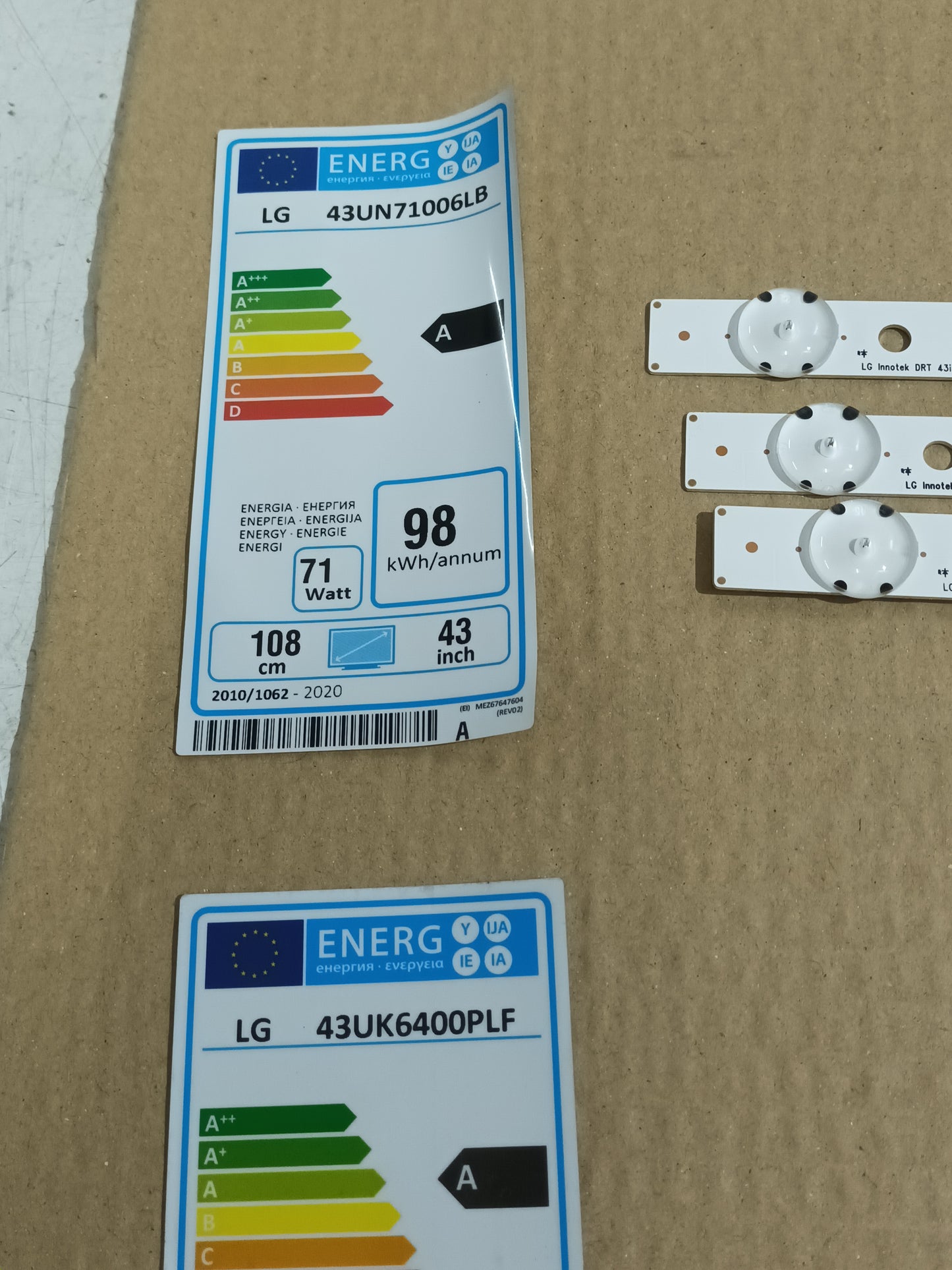 KIT de 3 tiras de RETROILUMINACION de LG43UN71006LB
