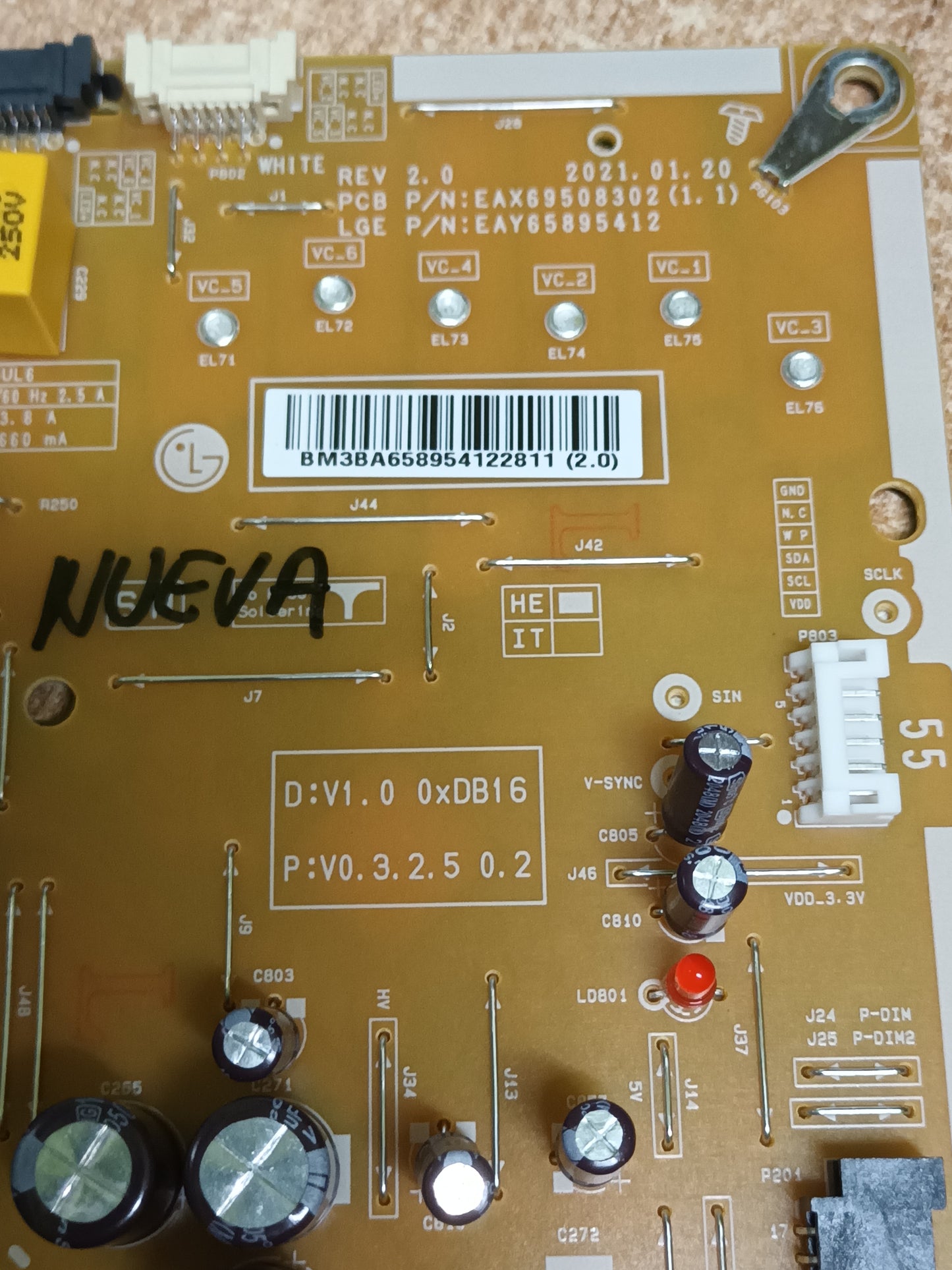 EAX69508302(1.1), NUEVA SIN USAR, de tv LG55NANO806PA,