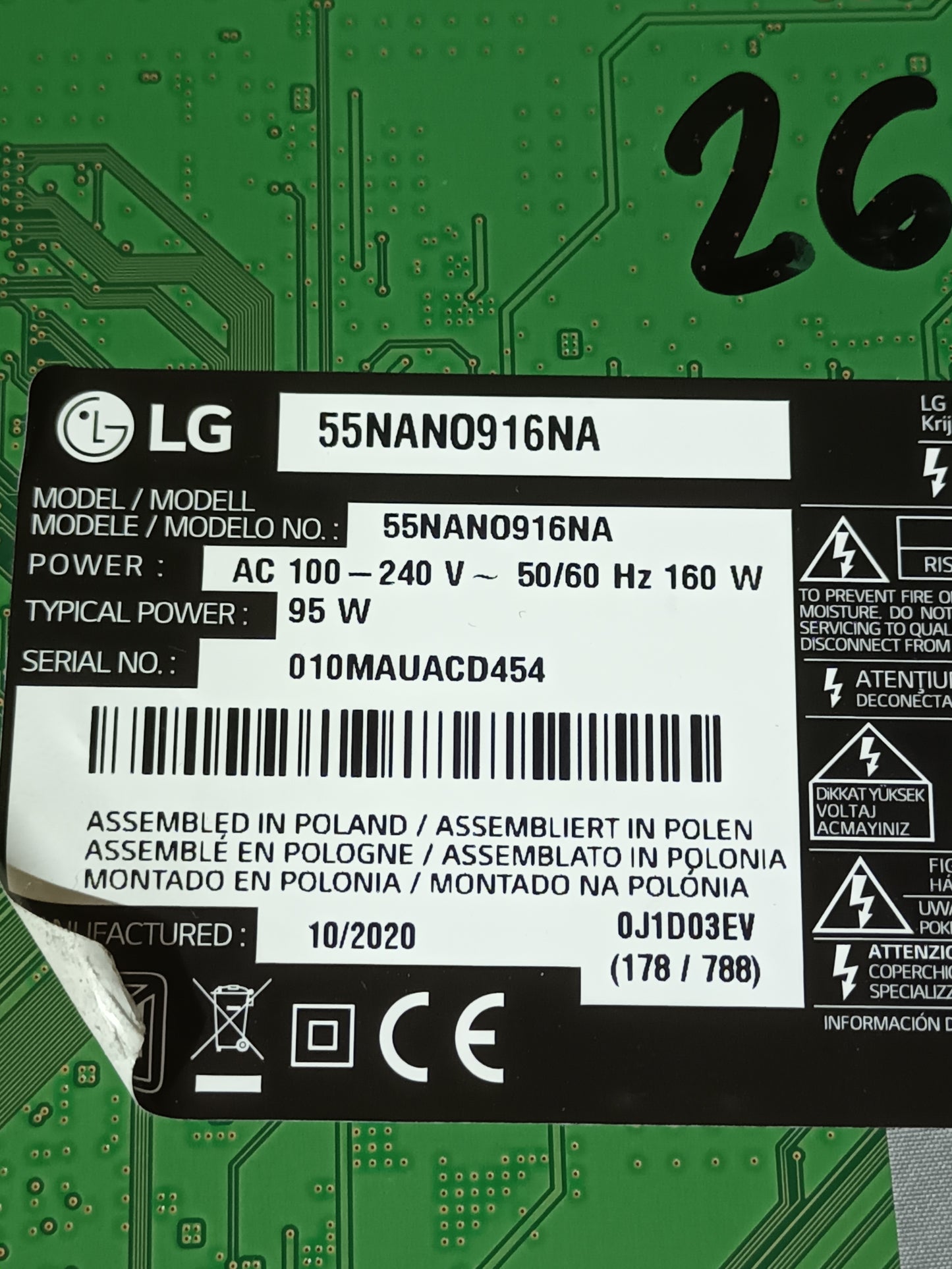 EAX69067601(1.8), de LG55NANO916NA, NUEVA,