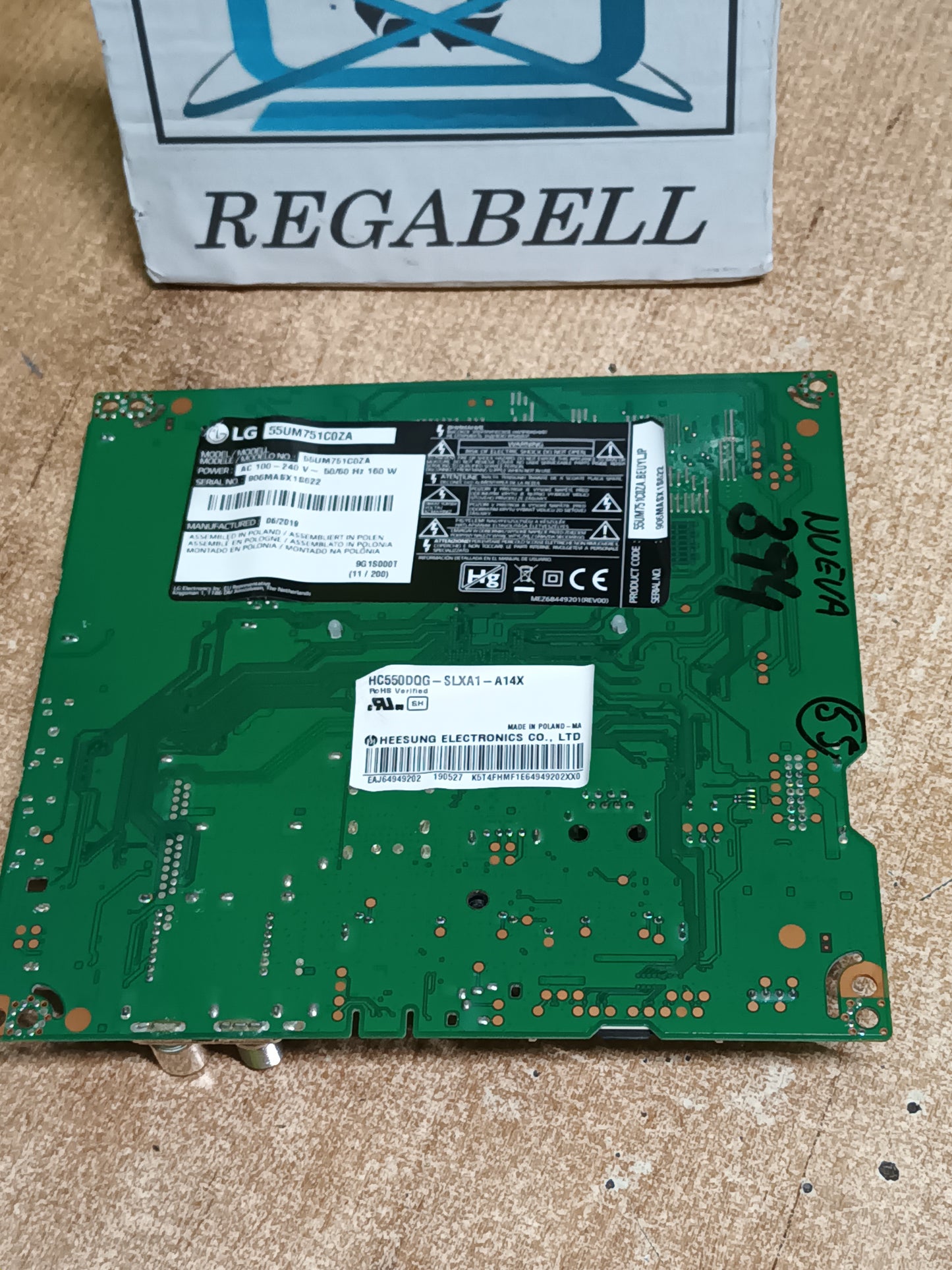 PLACA MAIN, EAX68253604(1.0), EBT66097603, NUEVA SIN USAR de tv LG55UM751C0ZA,