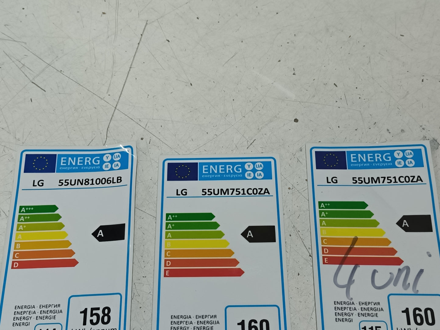 KIT 4 tiras de retroiluminación de LG55UM751C0ZA