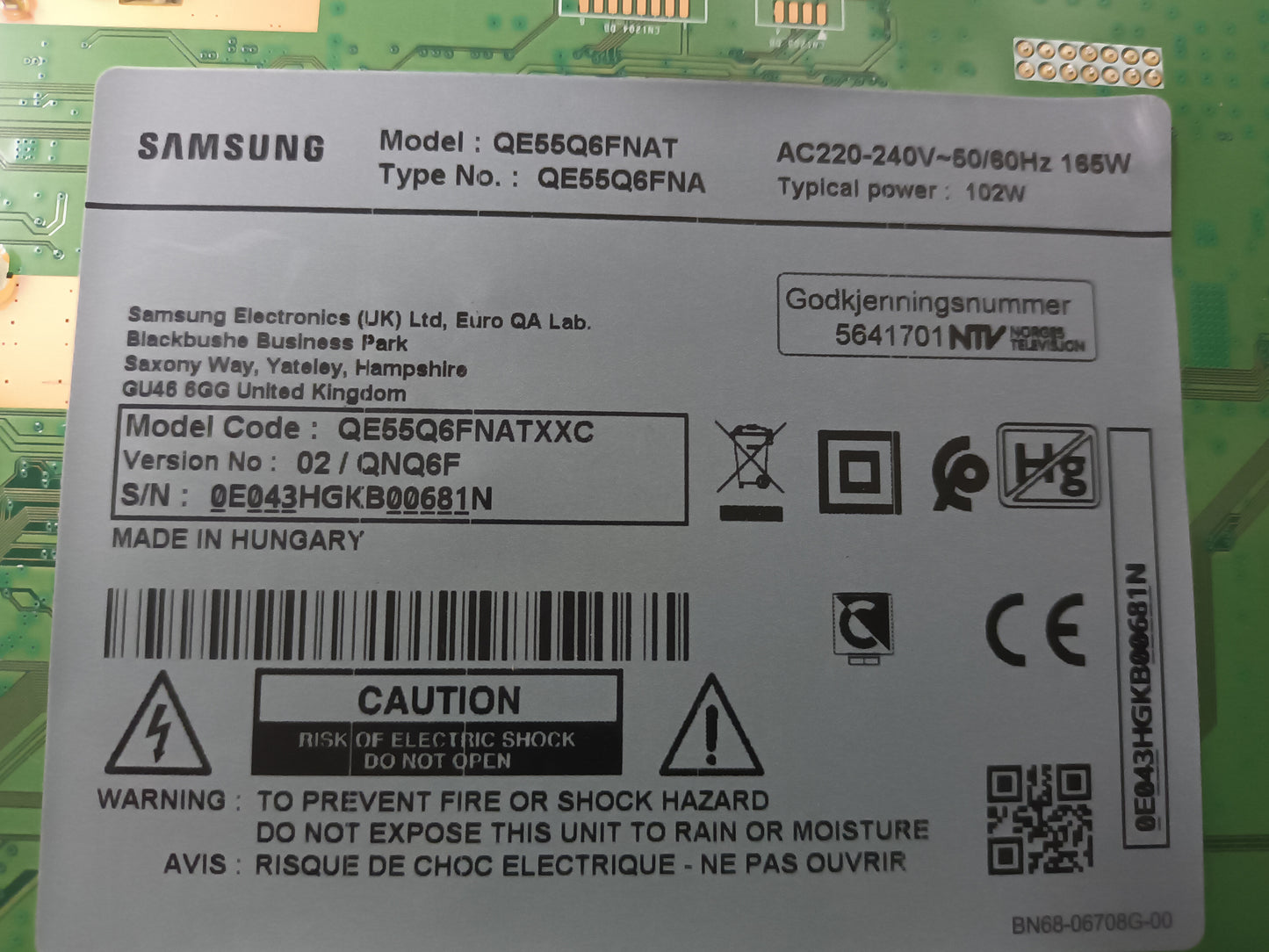 QE55Q6FNAT, componentes de tv NUEVOS, (ref-87)