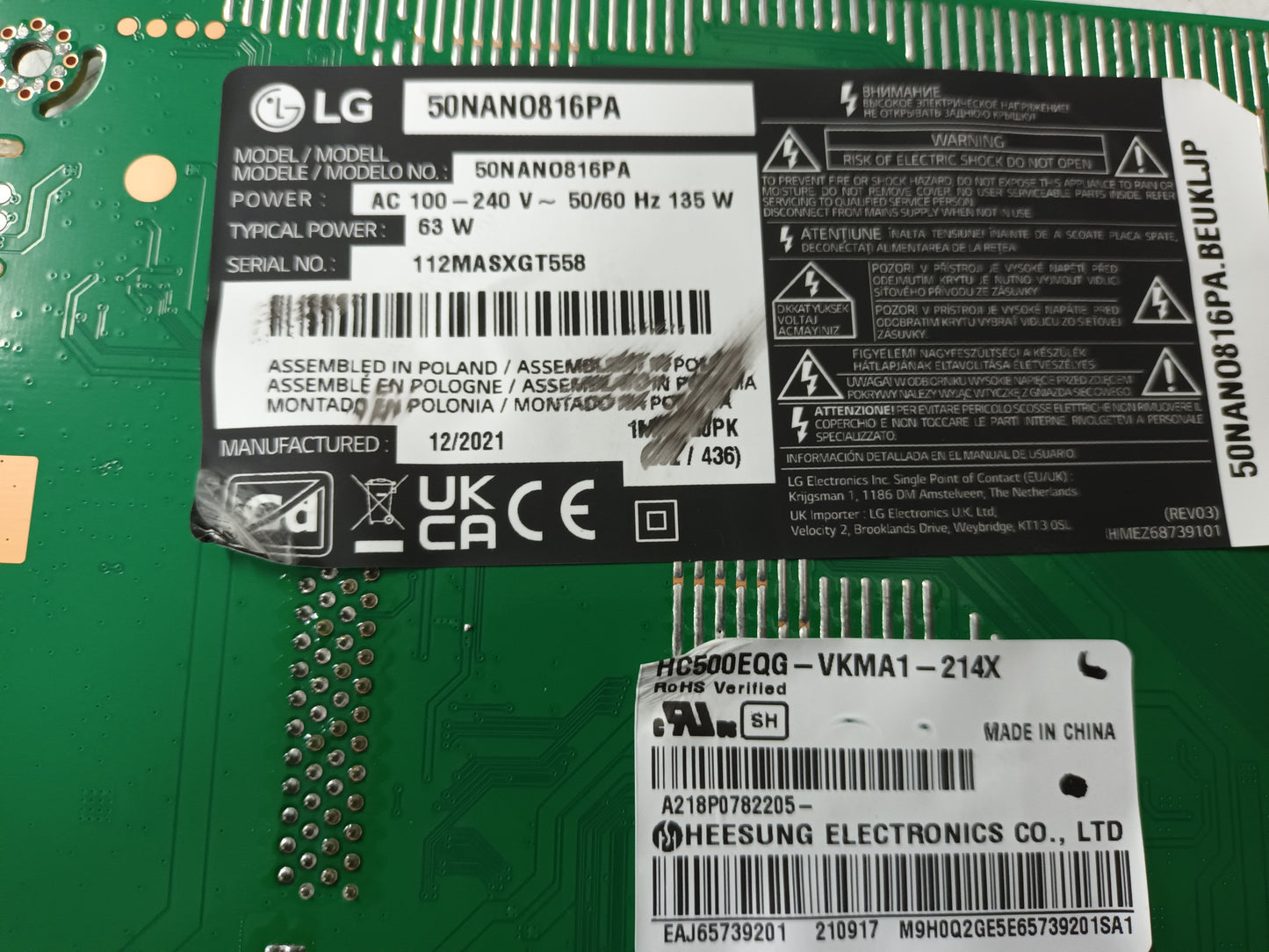 LG50NANO816PA, componentes NUEVOS, (ref-96)