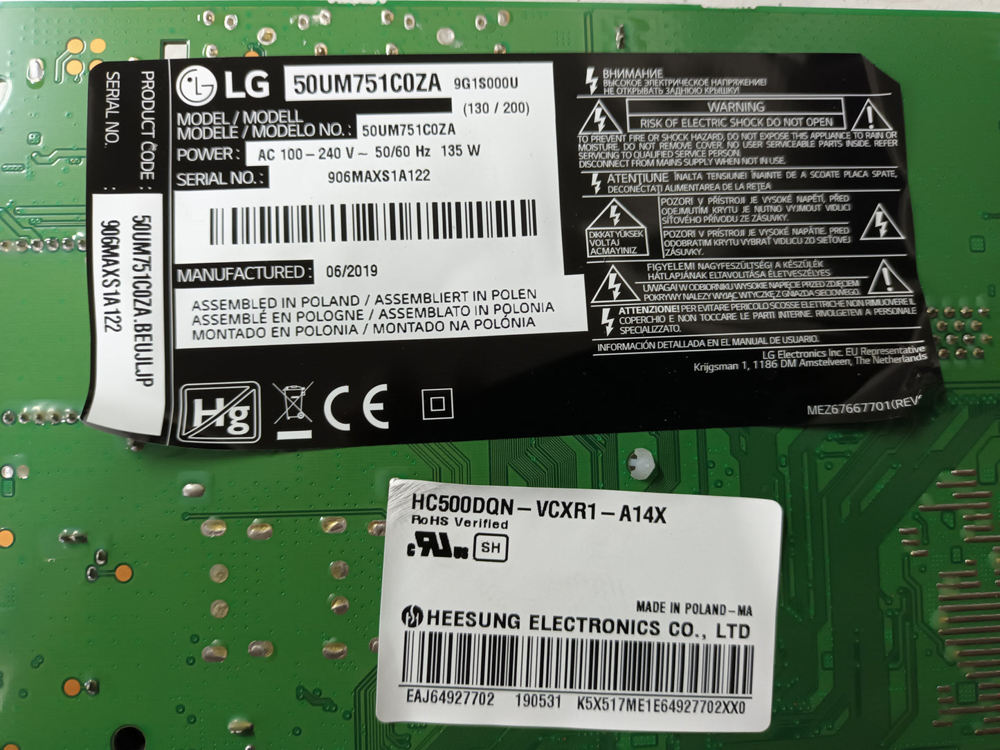 LG50UM751C0ZA, componentes TV NUEVOS, (ref-97)