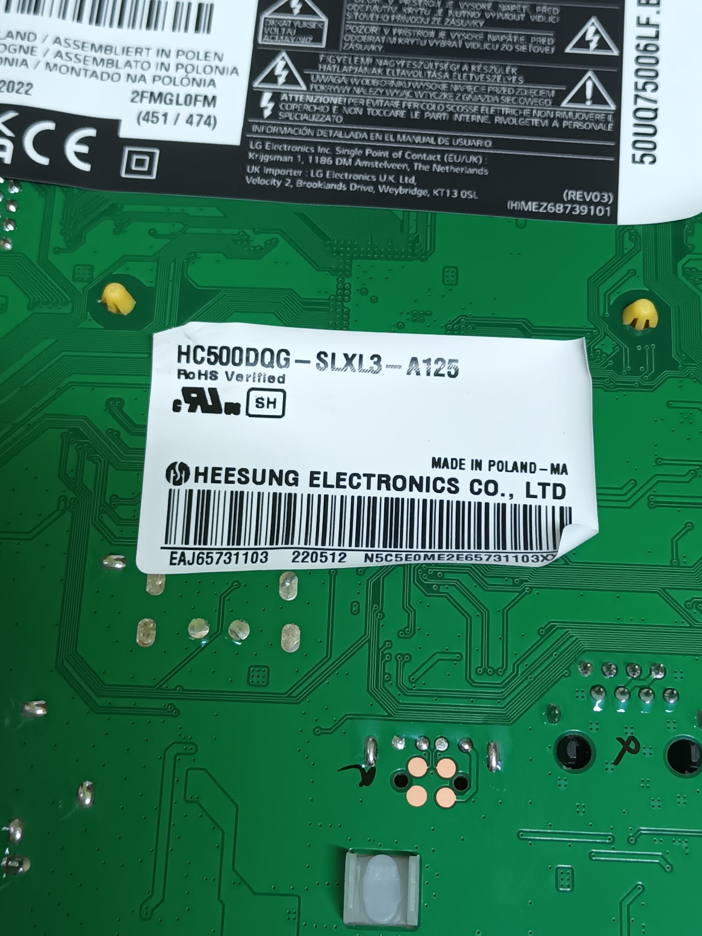 Placa main, EAX69830902(1.1), EBT66985003, de tv LG 50UQ75006LF, NUEVA SIN USAR