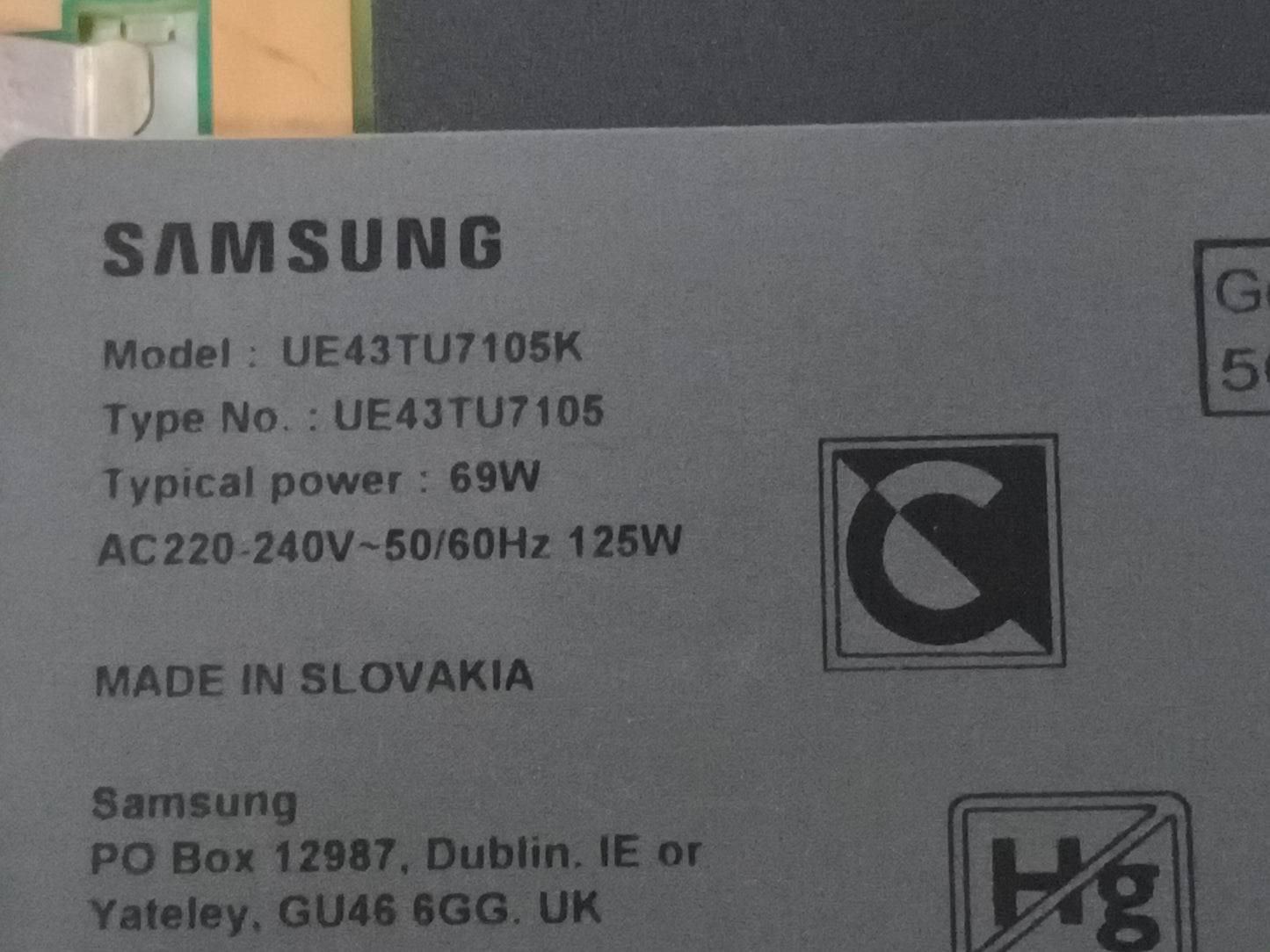 KIT 6 tiras de retroiluminación de SAMSUNG UE43TU7105K,