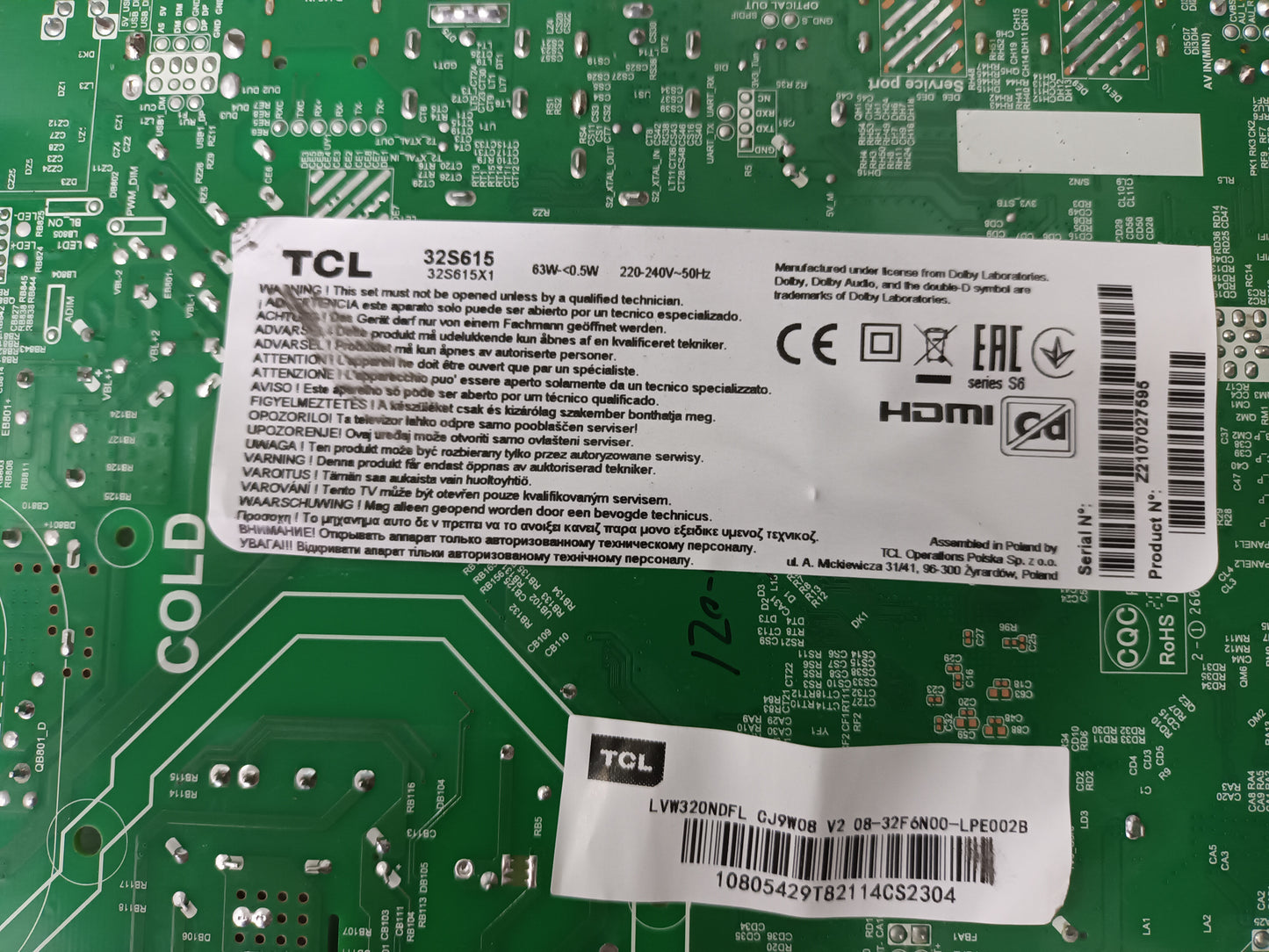TCL 32S615, COMPONENTES TV, (ref-112)