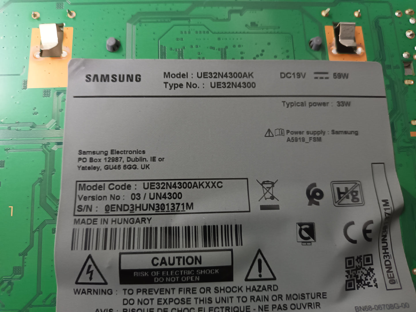 SAMSUNG UE32N4300AK, componentes,(ref-8)