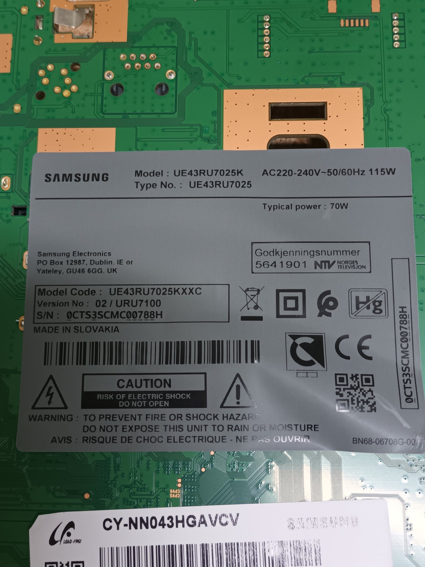 BN94-14200E, de SAMSUNG UE43RU7025K, NUEVA