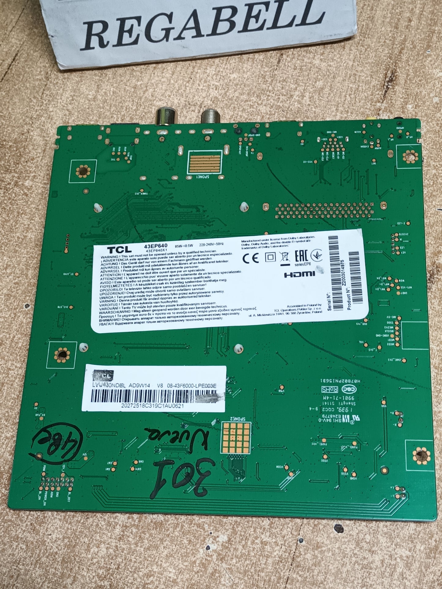 PLACA MAIN, 40-RT51T1-MAB2HG, NUEVA SIN USAR, de tv TCL 43EP640