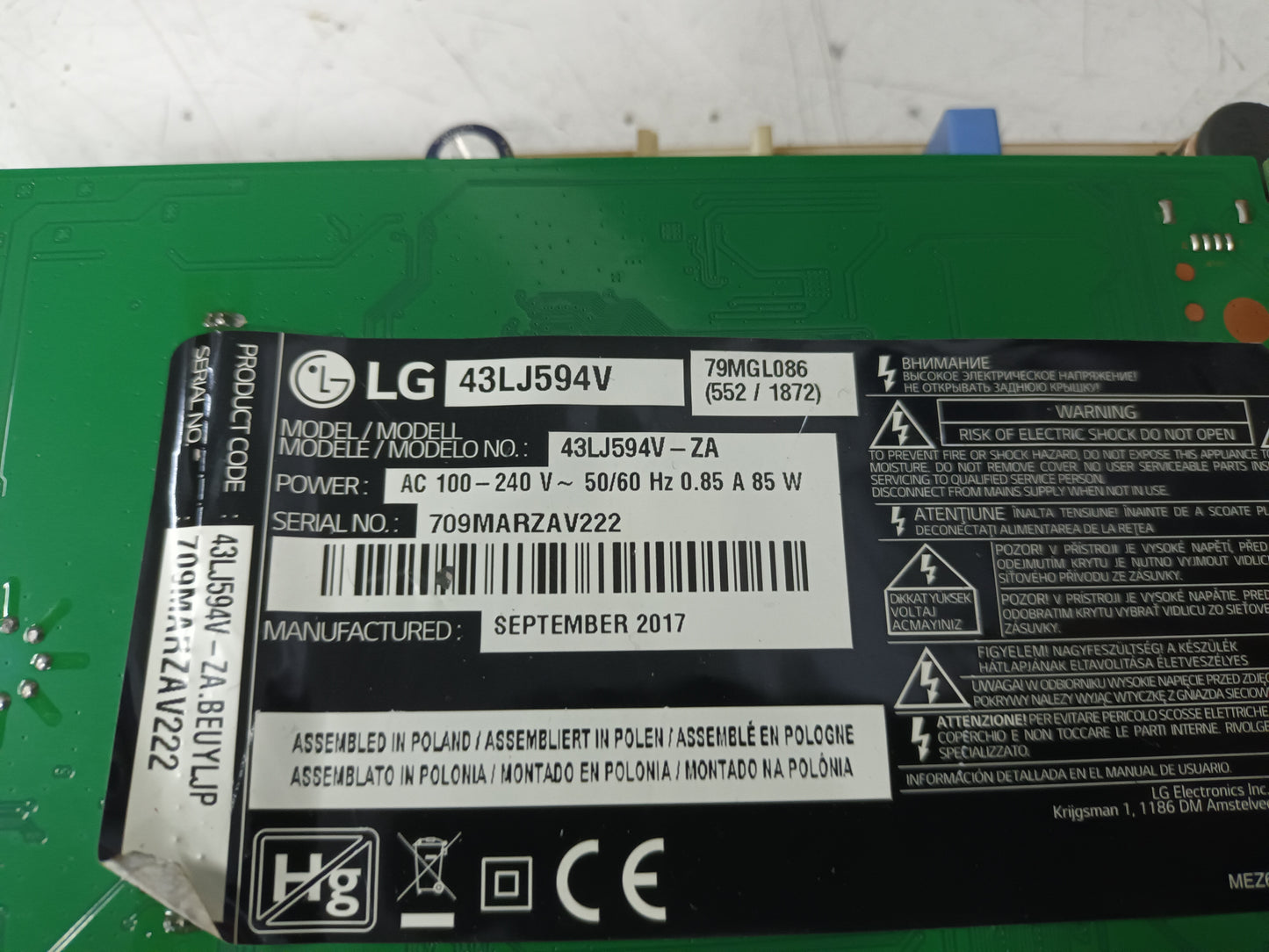 LG43LJ594V, COMPONENTES TV , (ref-118)