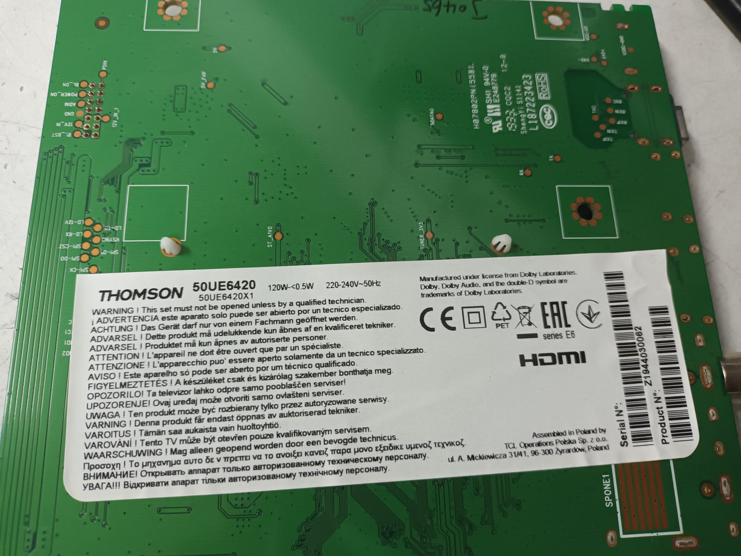 THOMSON 50UE6420, COMPONENTES (ref-126)