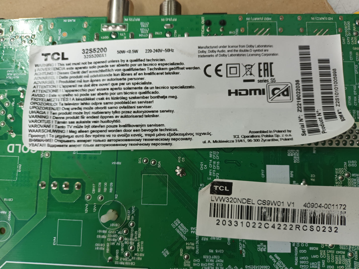 TCL 32S5200, COMPONENTES TV, (ref-123)