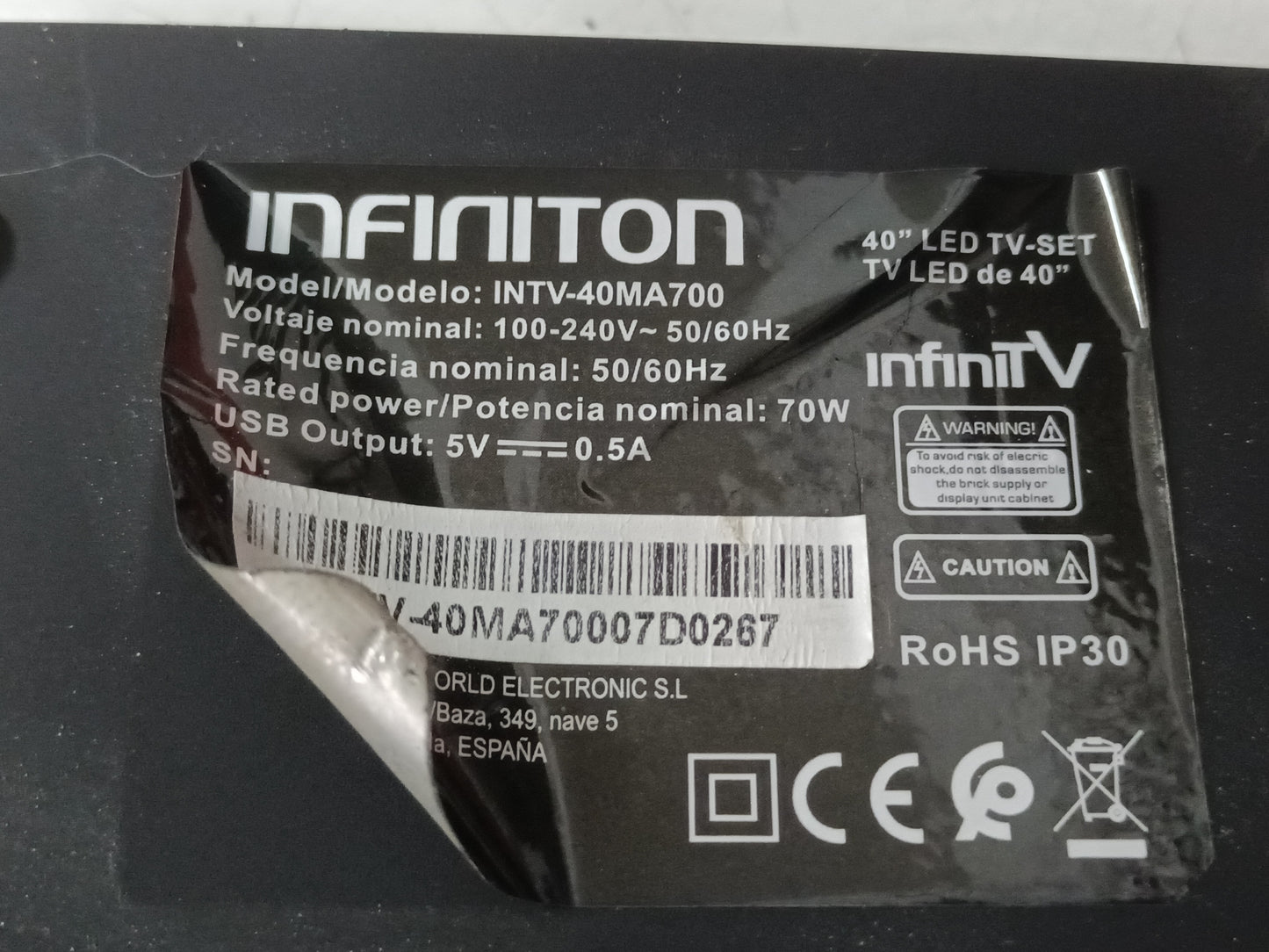 INFINITON INTV-40MA700, componentes, (ref-135)