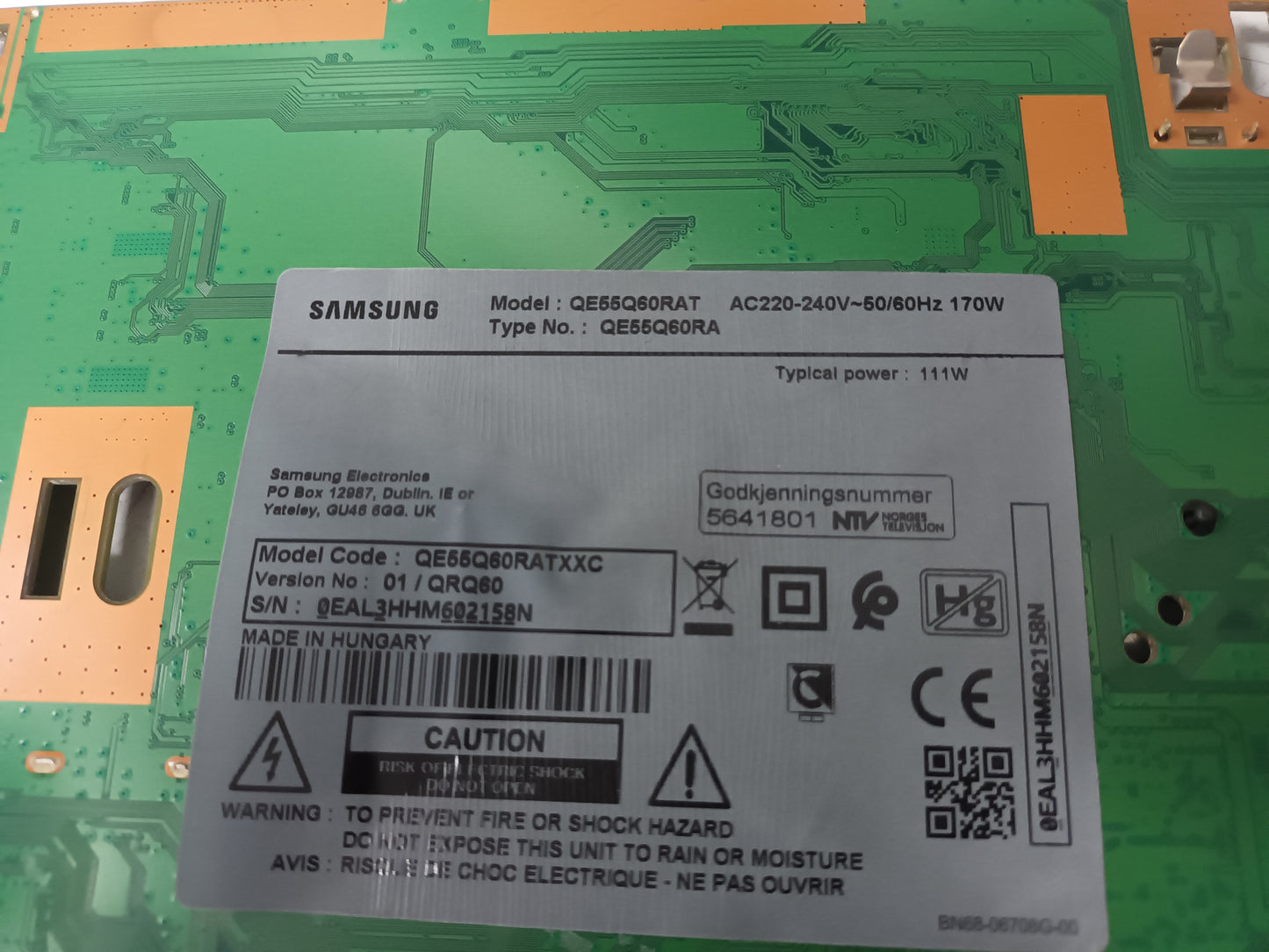SAMSUNG QE55Q60RAT, COMPONENTES TV, (ref-137)