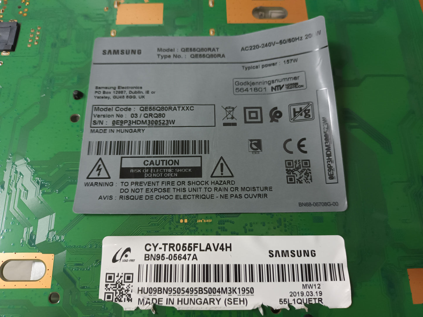 SAMSUNG QE55Q80RAT, COMPONENTES (ref-138)