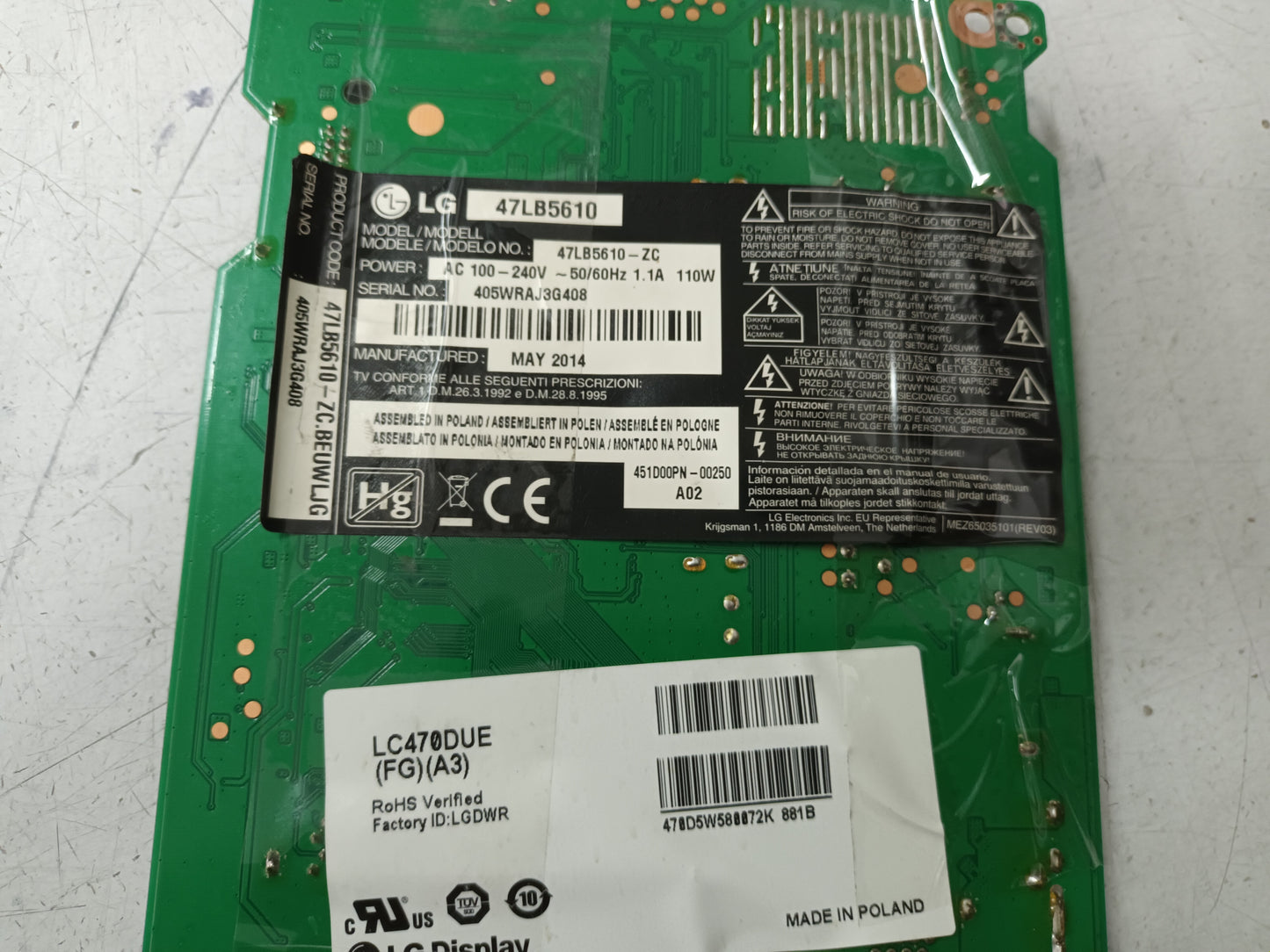 LG47LB5610, COMPONENTES TV, (ref-139)