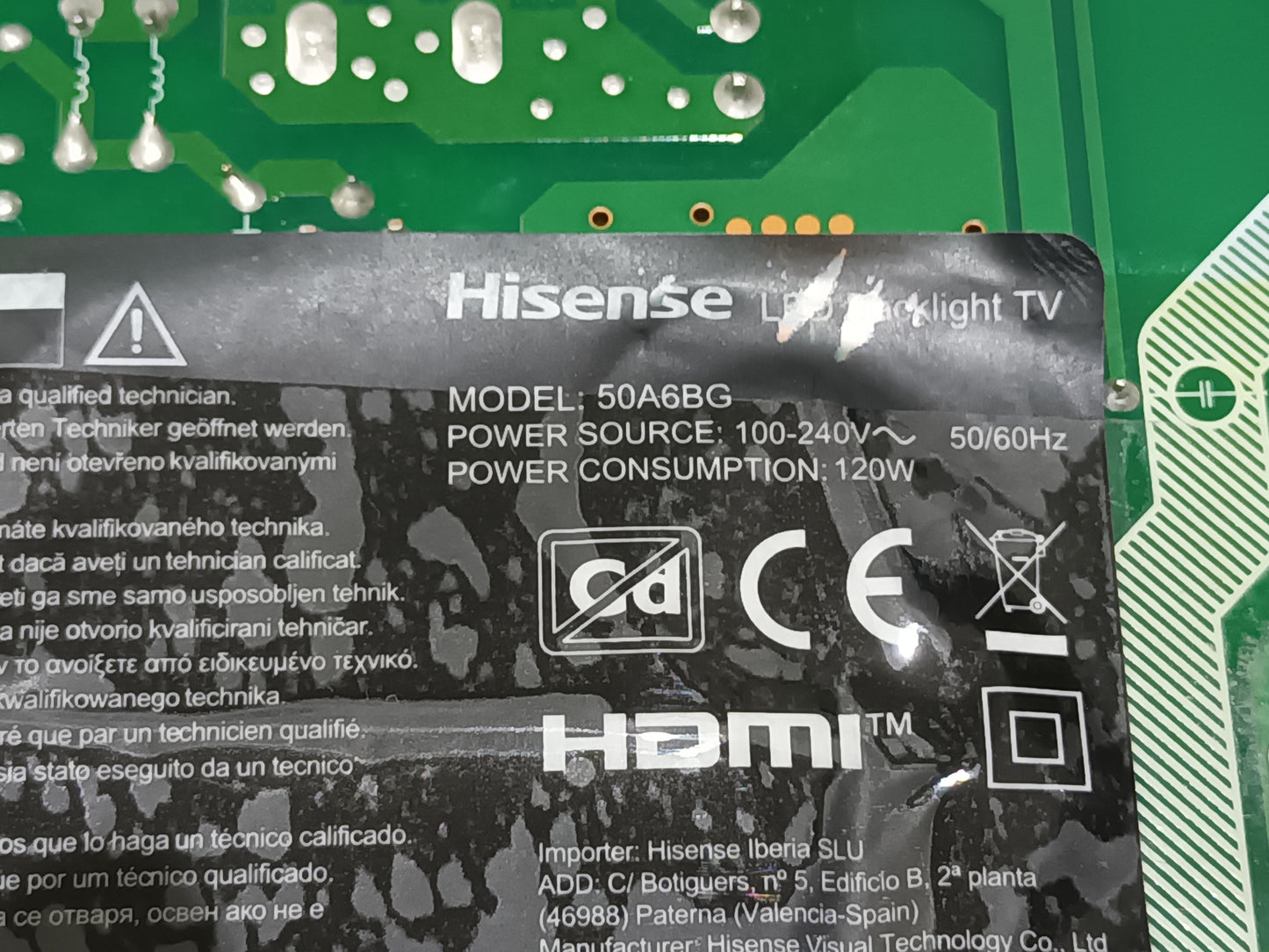 KIT 4 tiras de retroiluminación de HISENSE 50A6BG