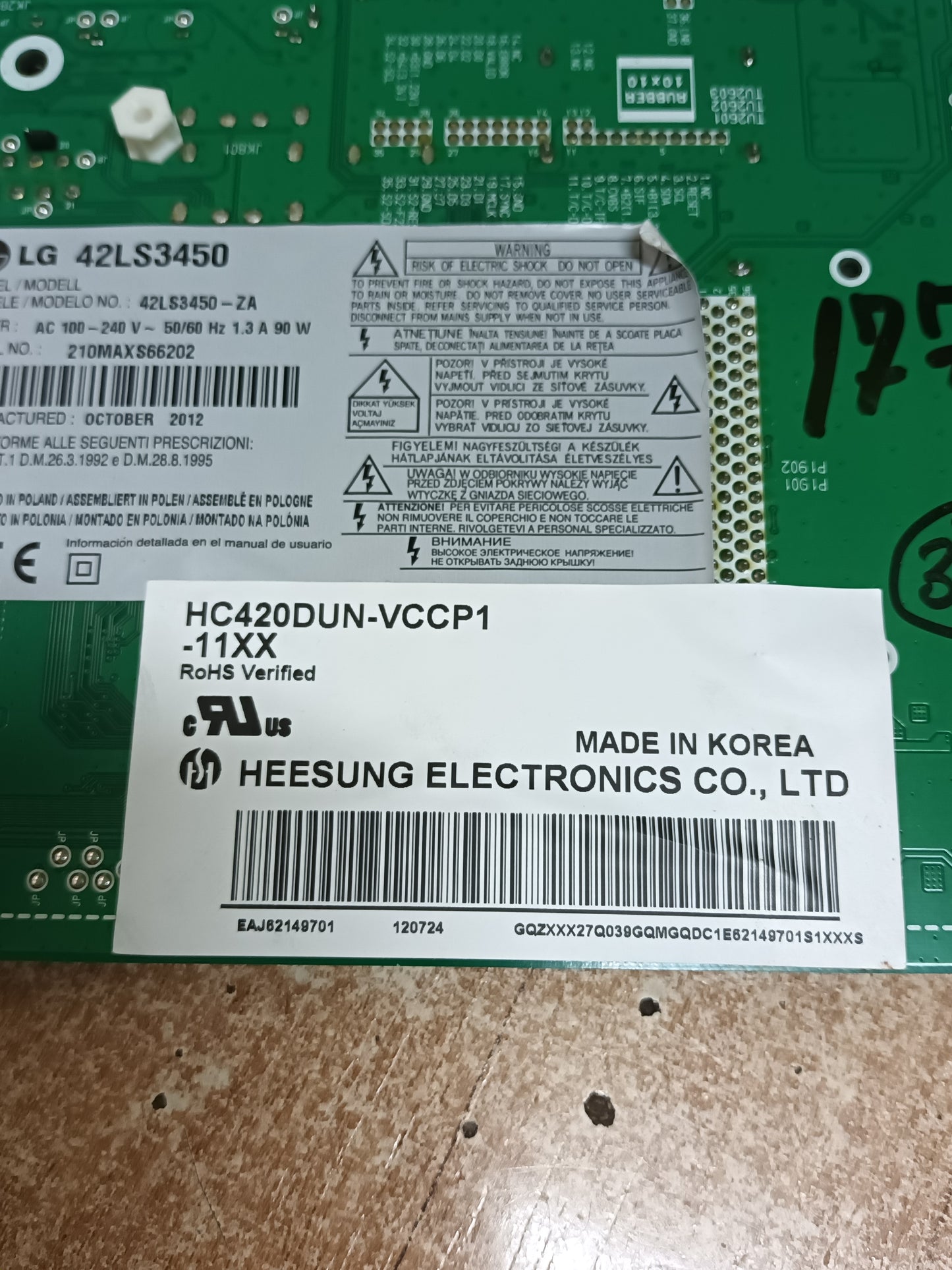 Placa main, EAX64910001(1.0), EBT62174286, de tv LG42LS3450,