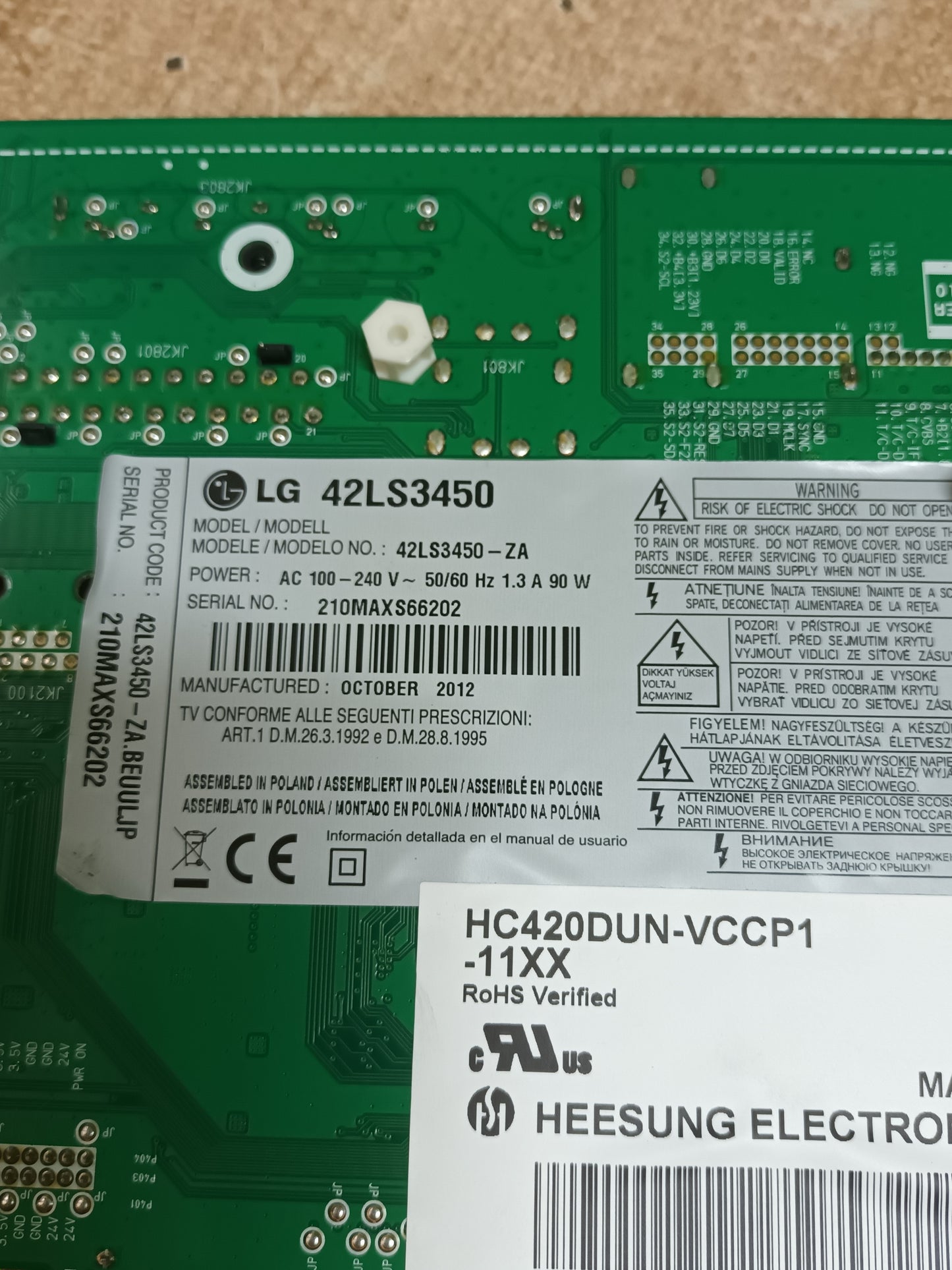 Placa main, EAX64910001(1.0), EBT62174286, de tv LG42LS3450,